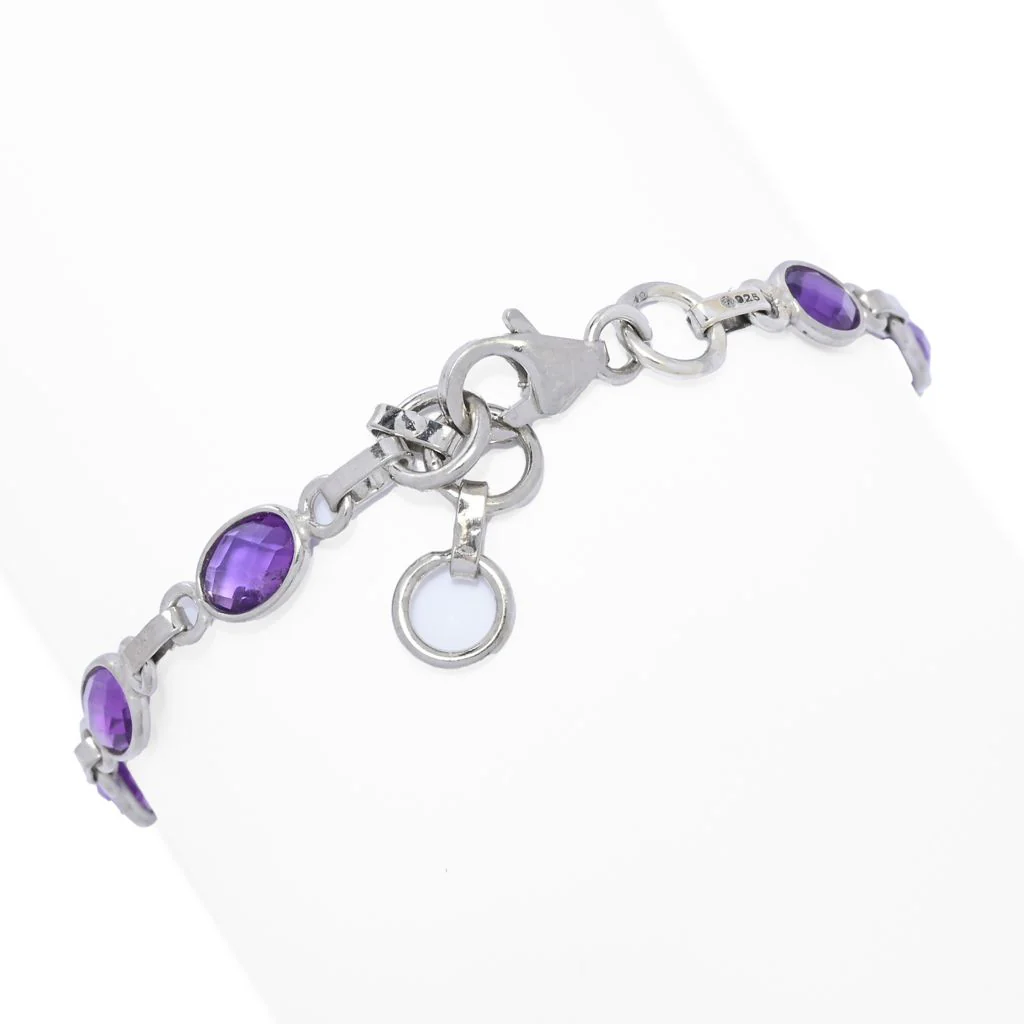 Elemental Gems Platinum Plated Choice of 7x5mm Oval Gemstone Bracelet - Image 2