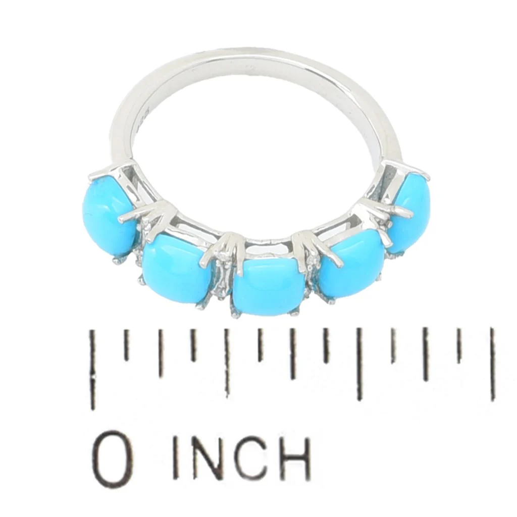 Elemental Gems Platinum Plated Sleeping Beauty Turquoise & Zircon Ring - Image 2