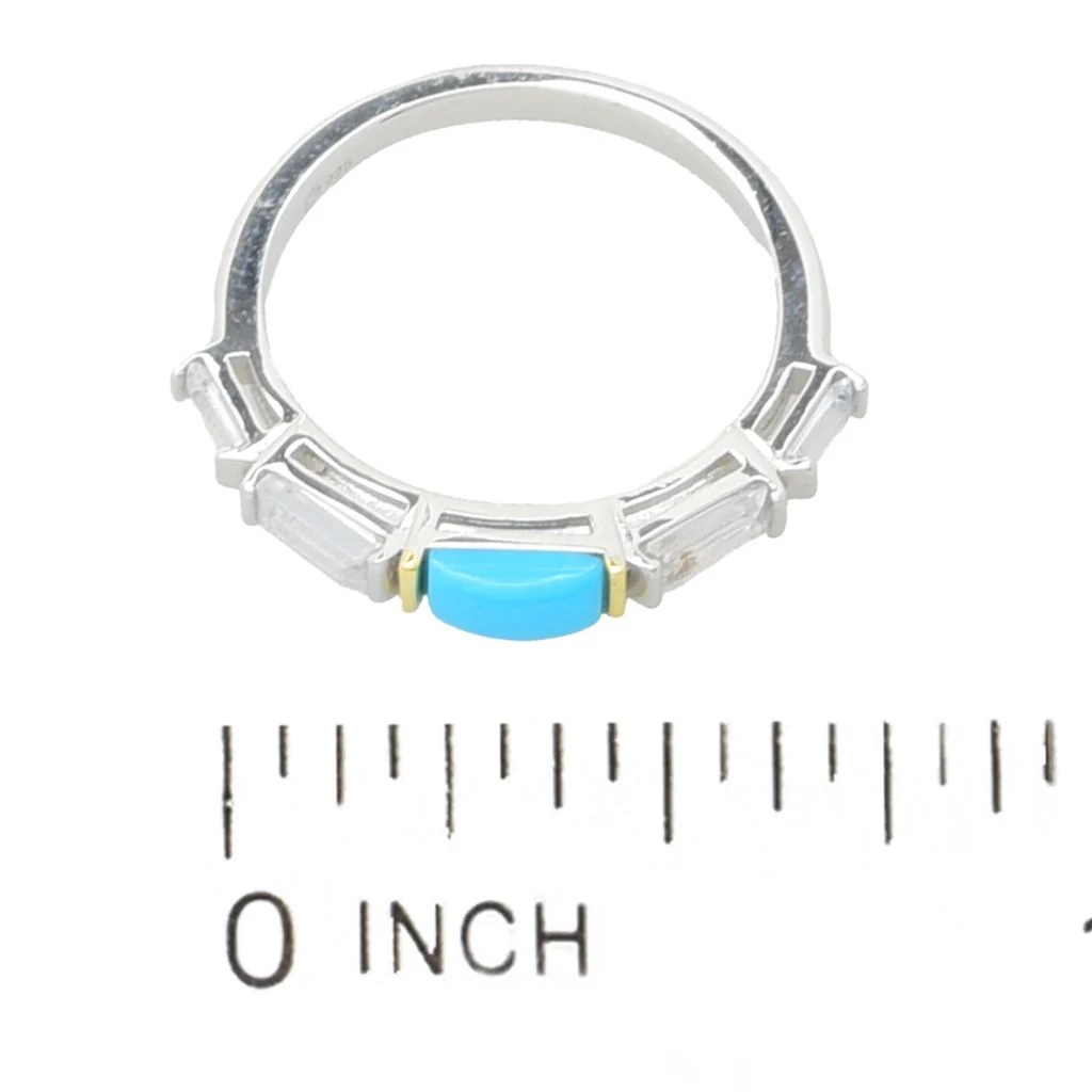 Elemental Gems Sleeping Beauty Turquoise & Baguette White Topaz Ring - Image 2