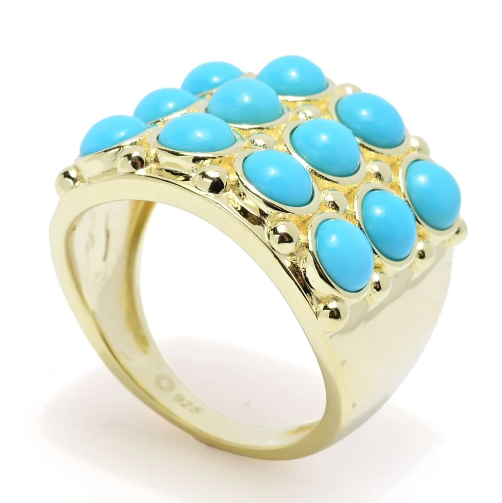 Elemental Gems Sleeping Beauty Turquoise Triple Row Wide Band Ring - Image 2