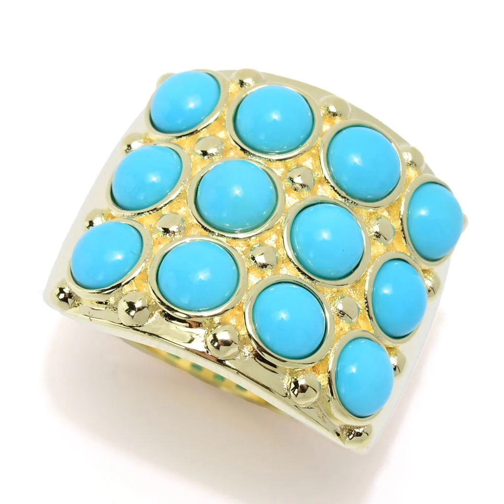 Elemental Gems Sleeping Beauty Turquoise Triple Row Wide Band Ring - Image 7