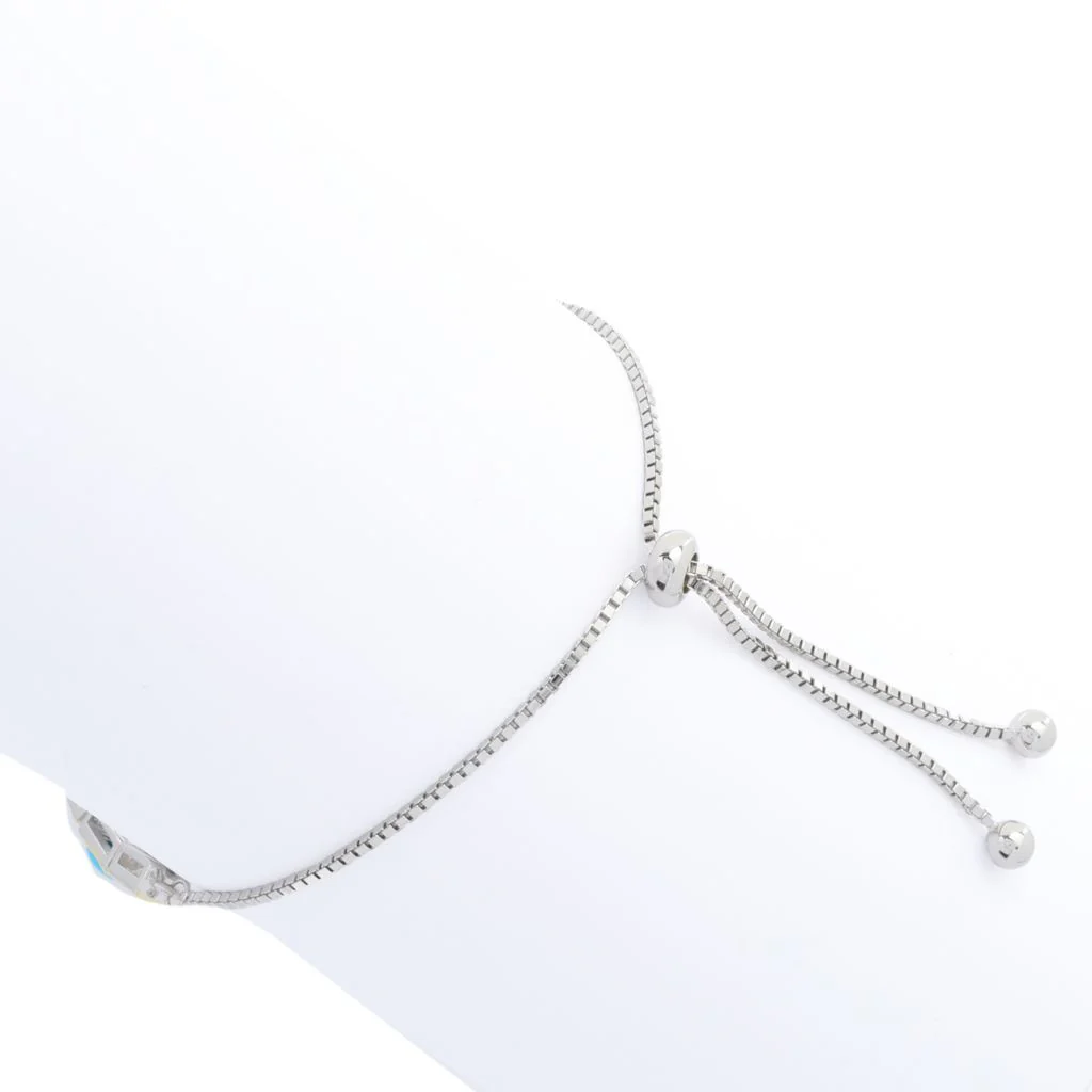 Elemental Gems Sleeping Beauty Turquoise & White Topaz Bolo Bracelet - Image 2