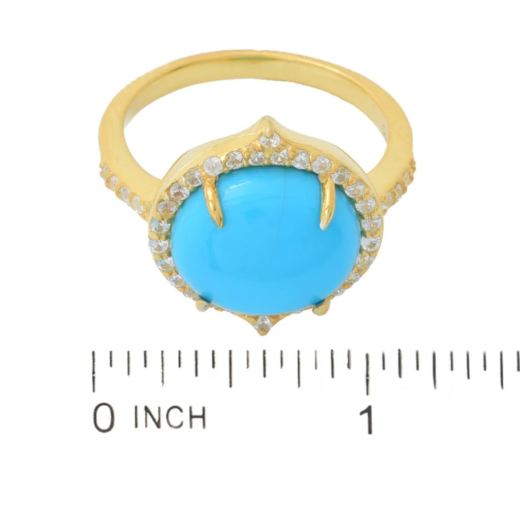 Elemental Gems Sleeping Beauty Turquoise & Zircon East-West Ring - Image 2