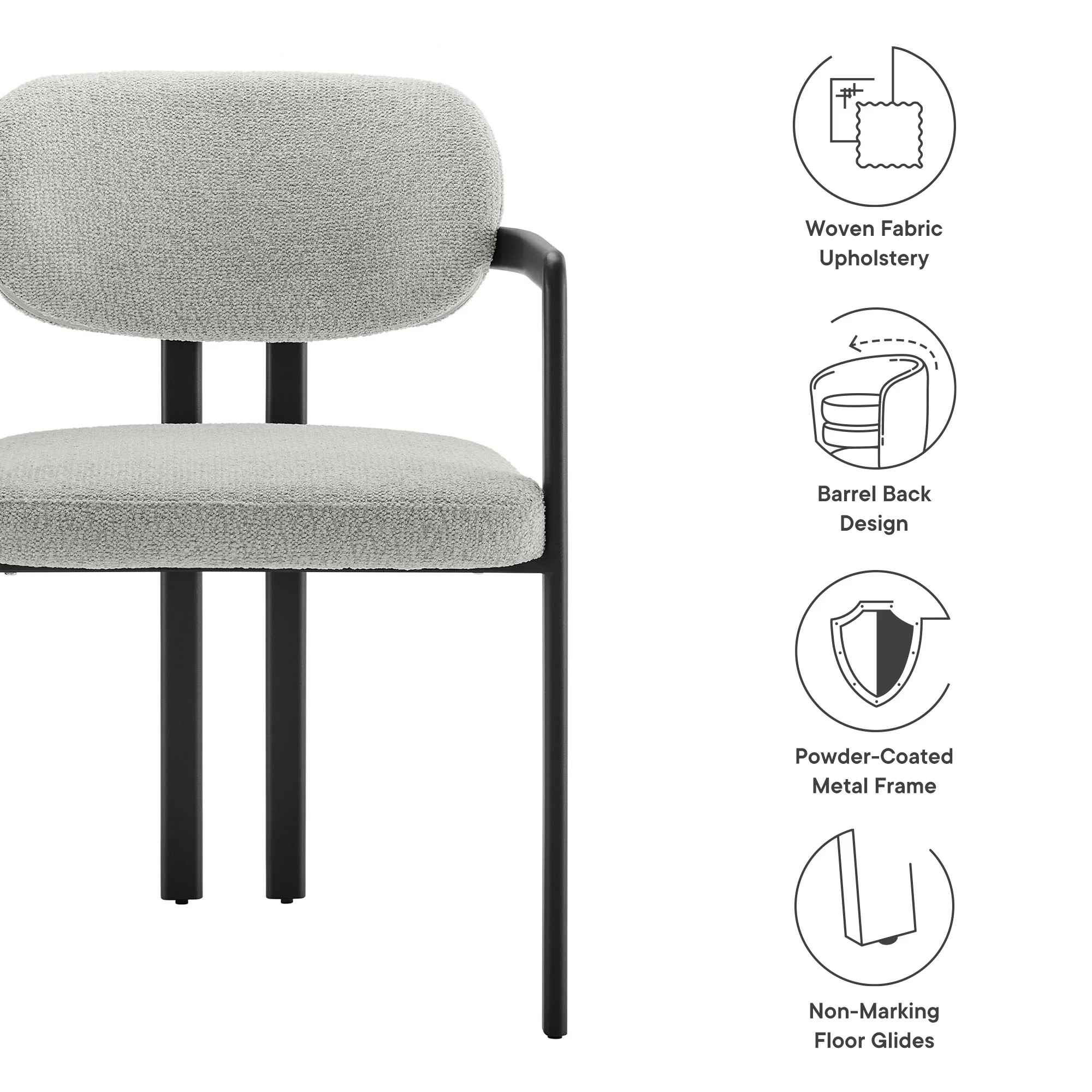 Elio Barrel Fabric and Metal Dining Chair by Modway - Image 16