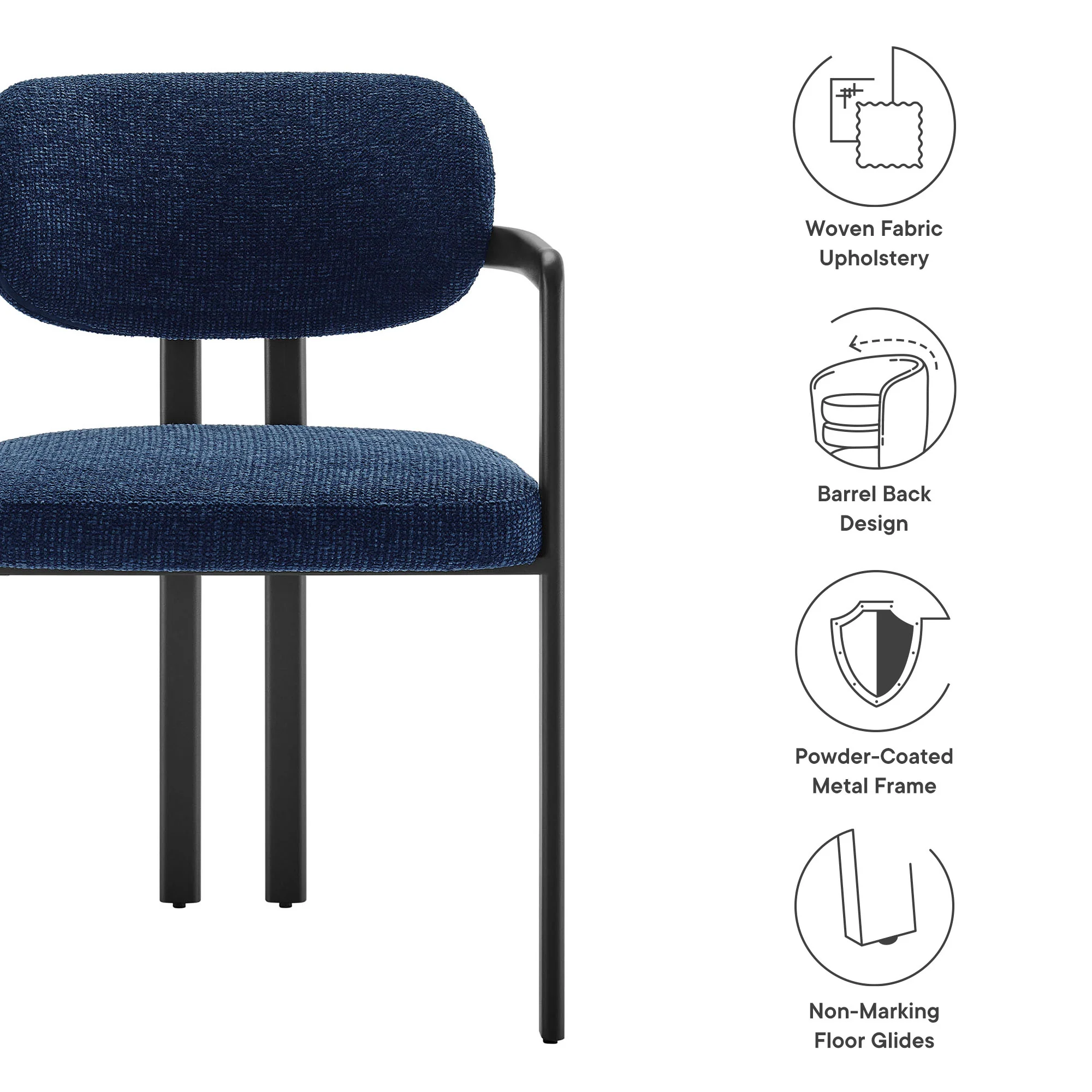 Elio Barrel Fabric and Metal Dining Chair by Modway - Image 19
