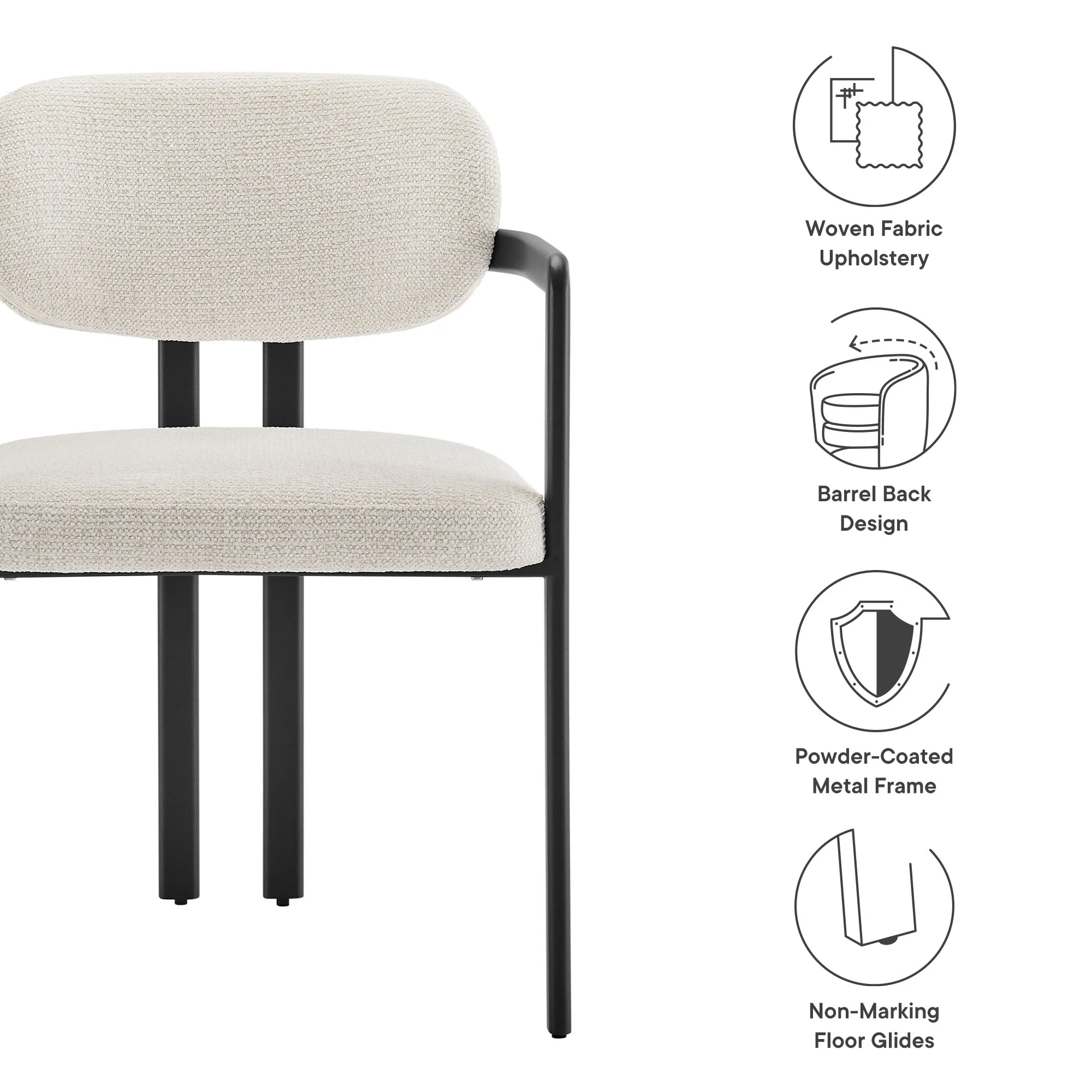 Elio Barrel Fabric and Metal Dining Chair by Modway - Image 3