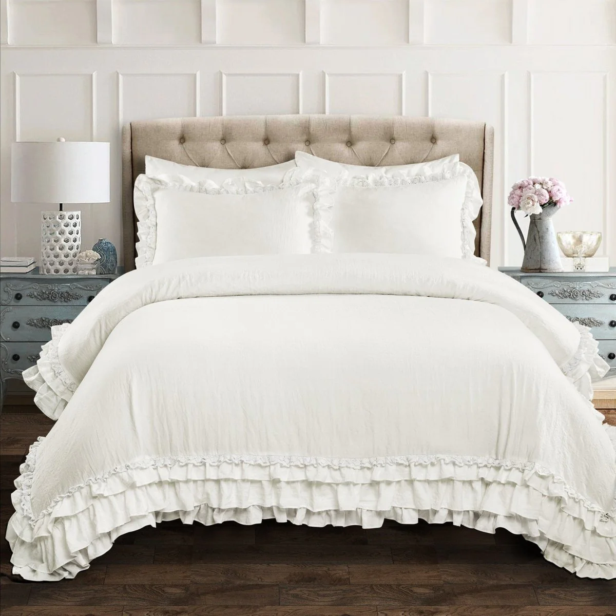 Ella Ruffle Lace 3 Piece Comforter Set - Image 2
