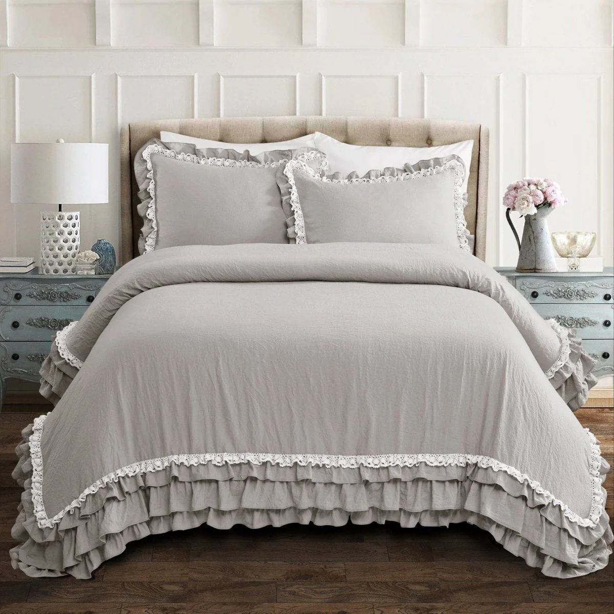 Ella Ruffle Lace 3 Piece Comforter Set - Image 3