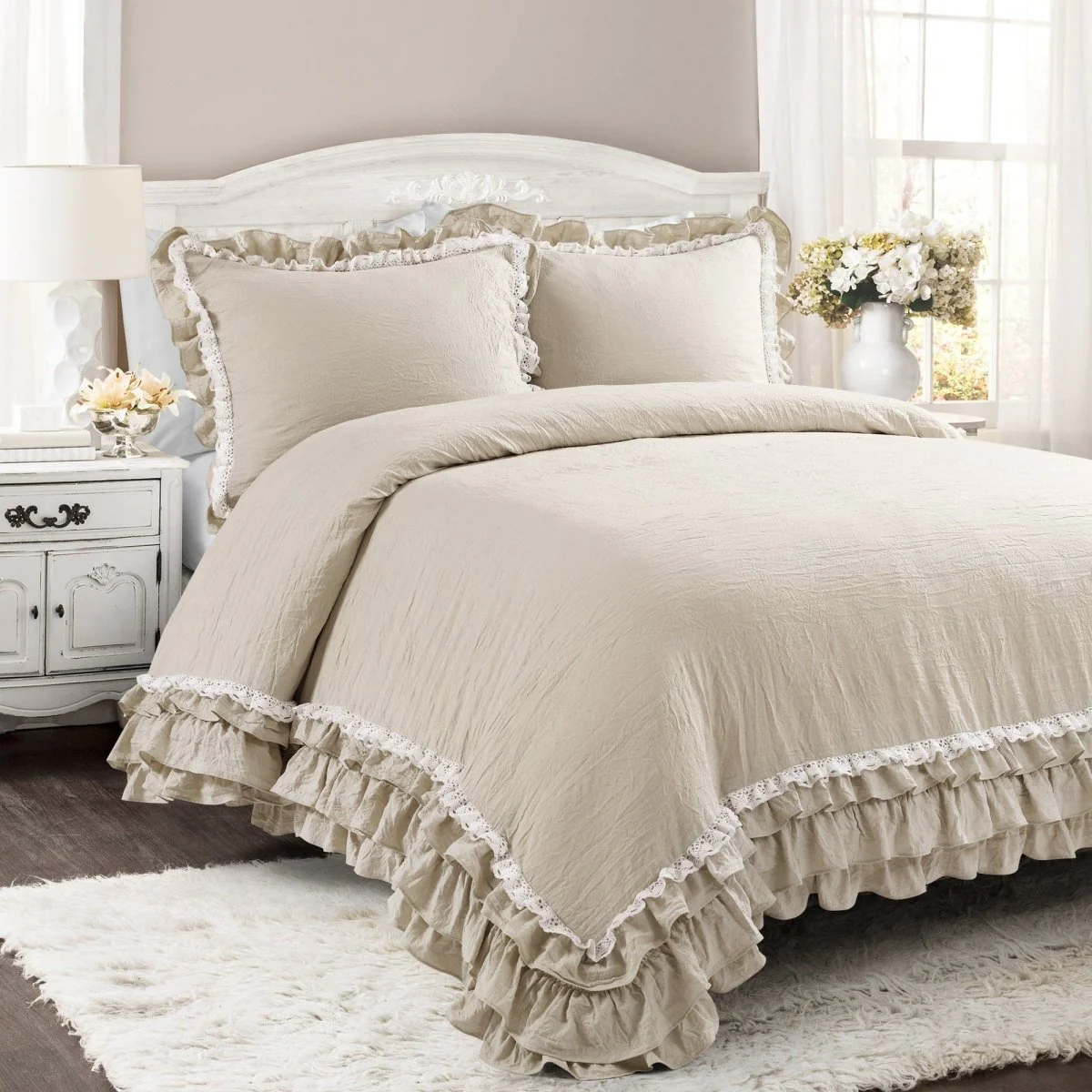 Ella Ruffle Lace 3 Piece Comforter Set - Image 4
