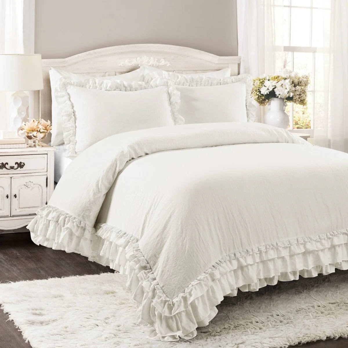 Ella Ruffle Lace 3 Piece Comforter Set - Image 5