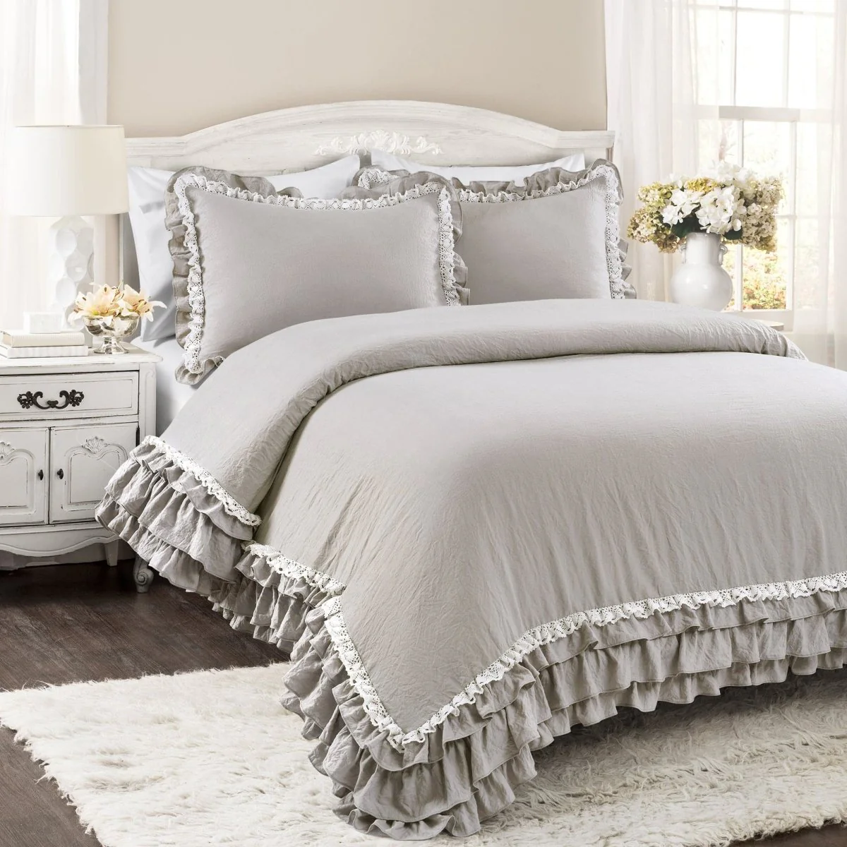 Ella Ruffle Lace 3 Piece Comforter Set - Image 6