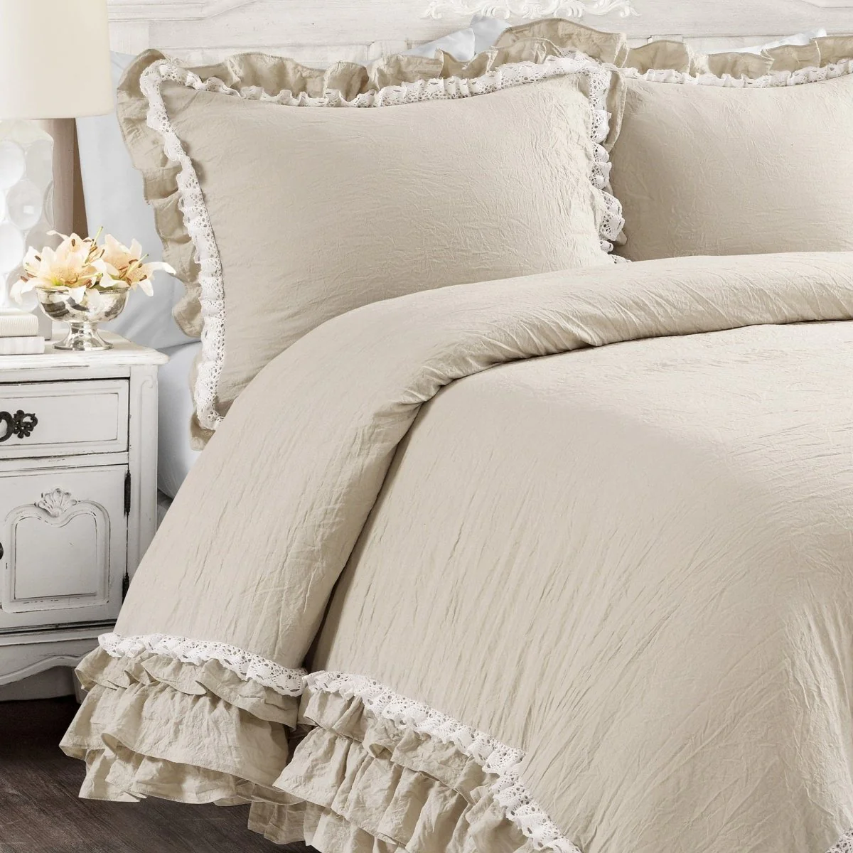 Ella Ruffle Lace 3 Piece Comforter Set - Image 7