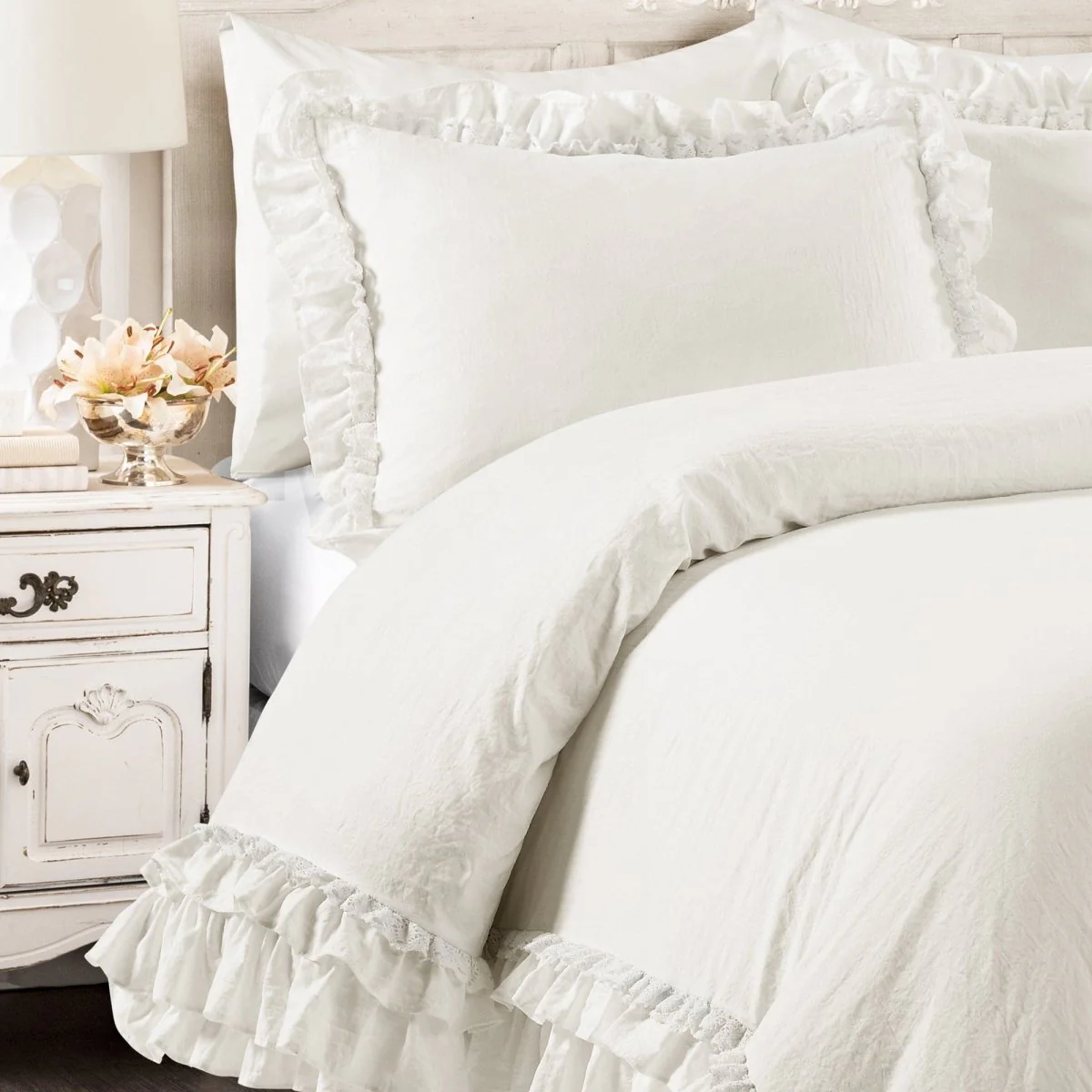 Ella Ruffle Lace 3 Piece Comforter Set - Image 8