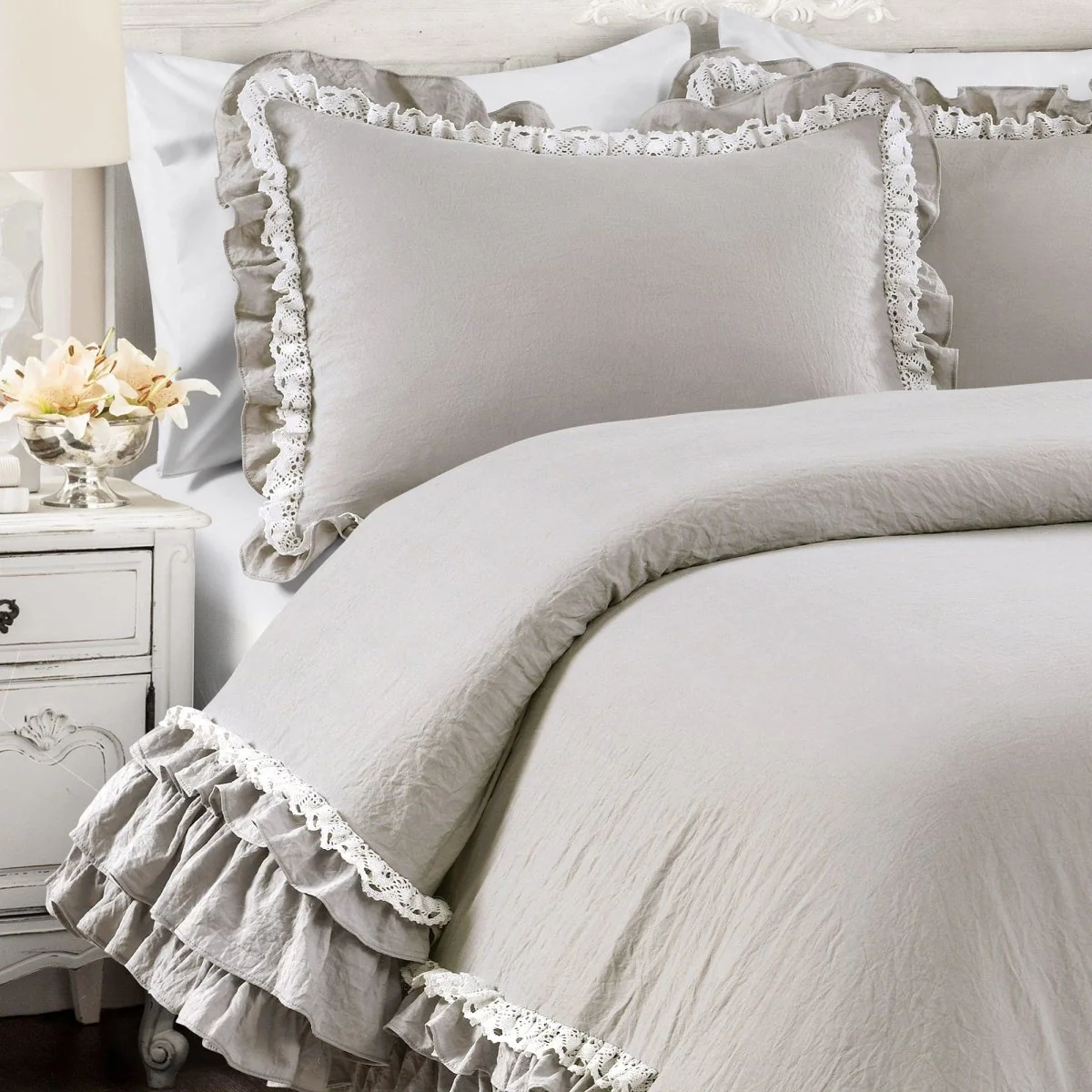 Ella Ruffle Lace 3 Piece Comforter Set - Image 9