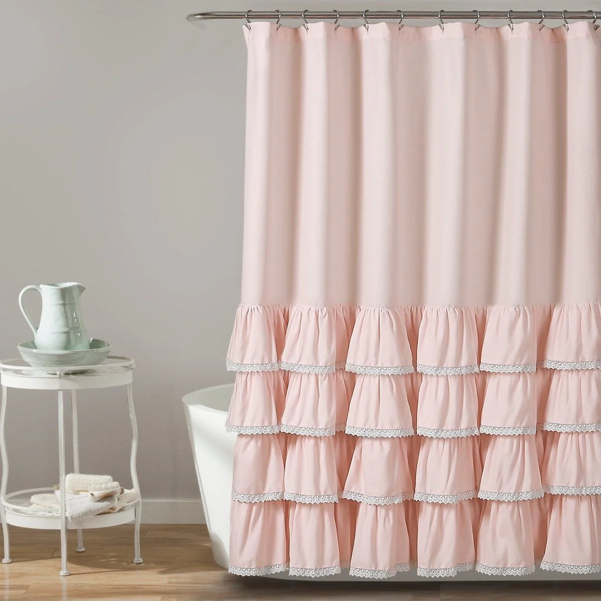 Ella Ruffle Lace Shower Curtain - Image 2