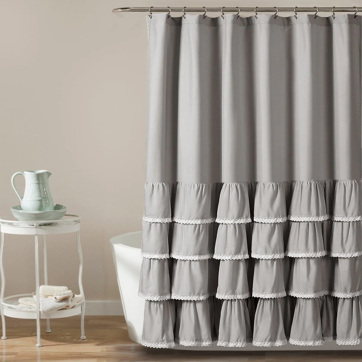 Ella Ruffle Lace Shower Curtain - Image 3