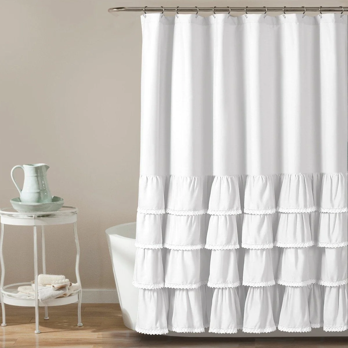 Ella Ruffle Lace Shower Curtain - Image 4