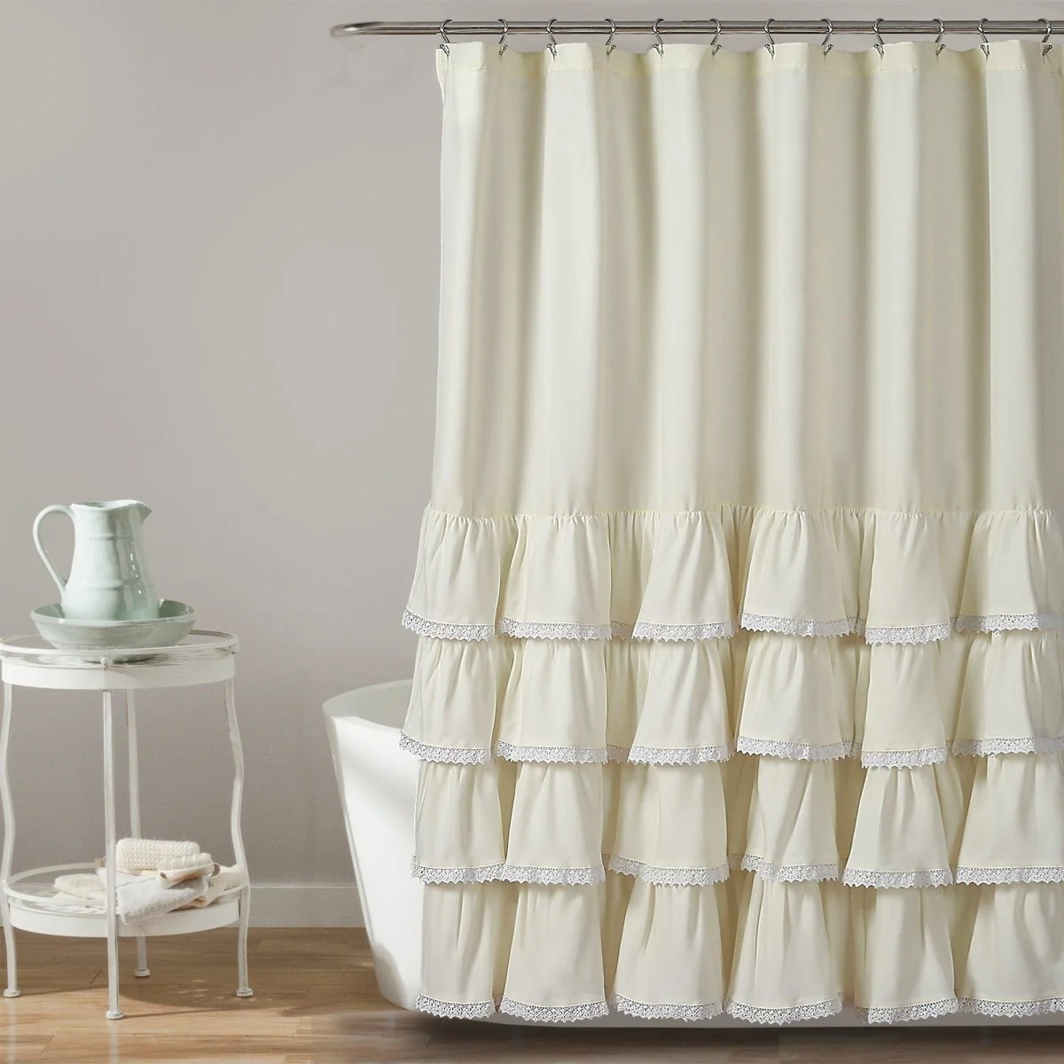 Ella Ruffle Lace Shower Curtain - Image 5