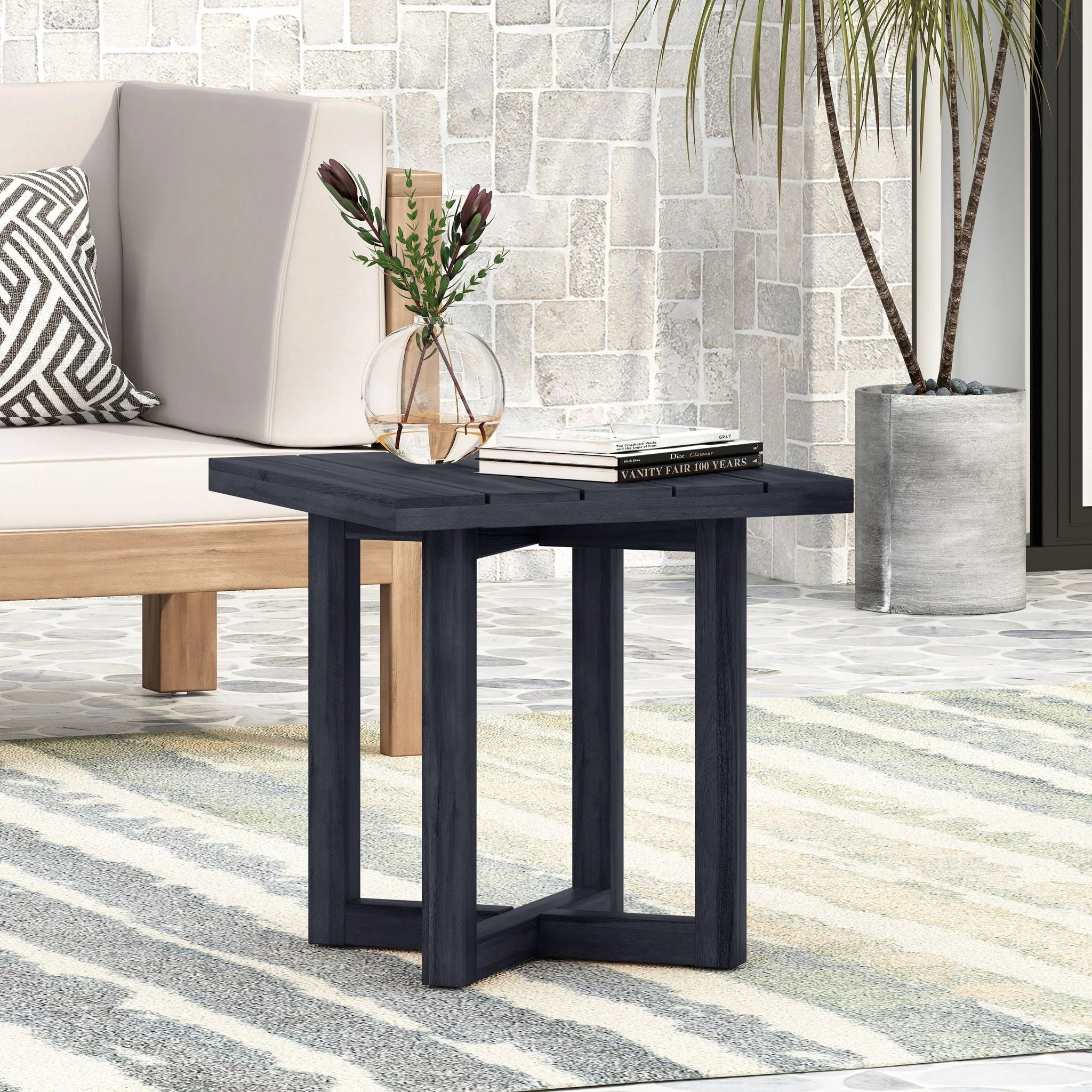Ella - Square Side Table With Cross Stretcher Base - Image 4