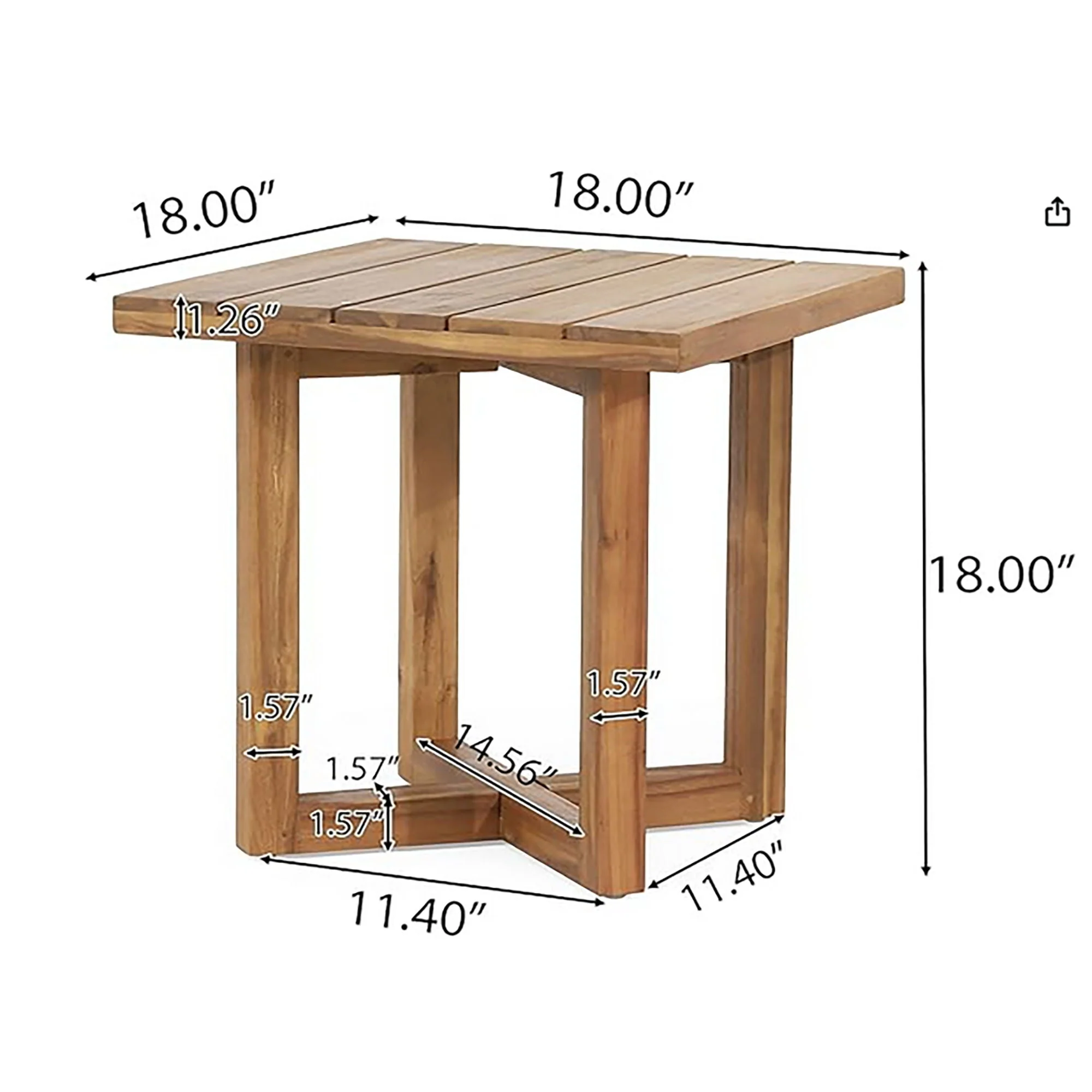 Ella - Square Side Table With Cross Stretcher Base - Image 6