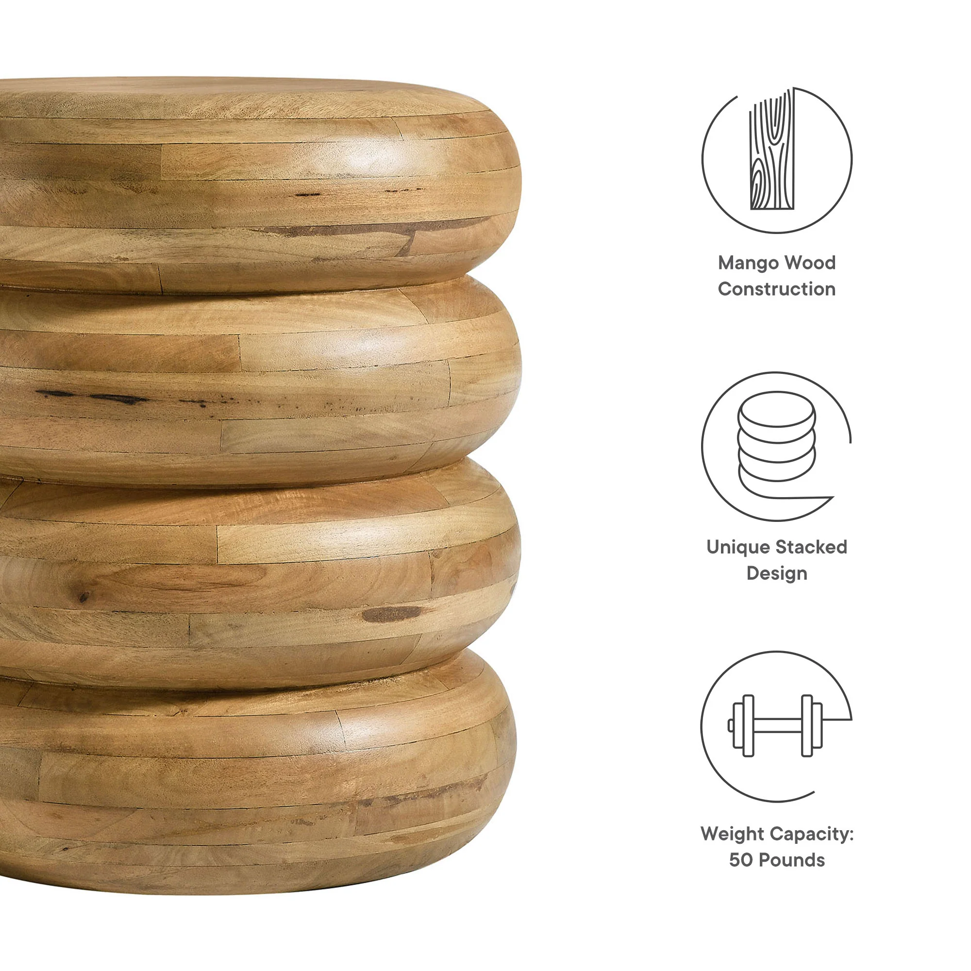 Ellery Round Stacked Wood Side Table by Modway - Image 3