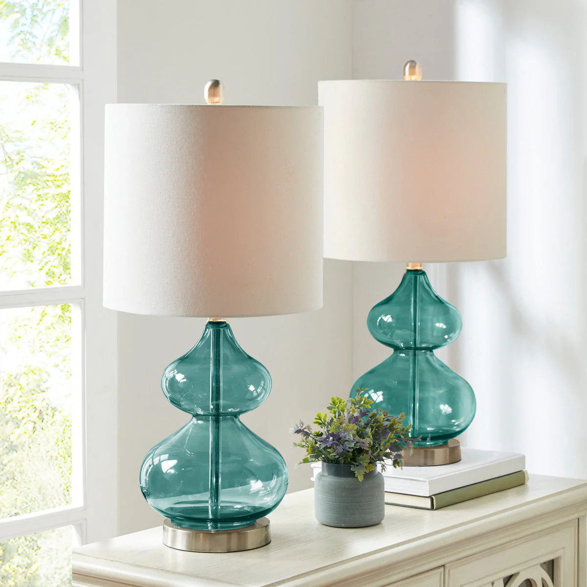 Ellipse Curved Glass Table Lamp, Set of 2 - Image 3