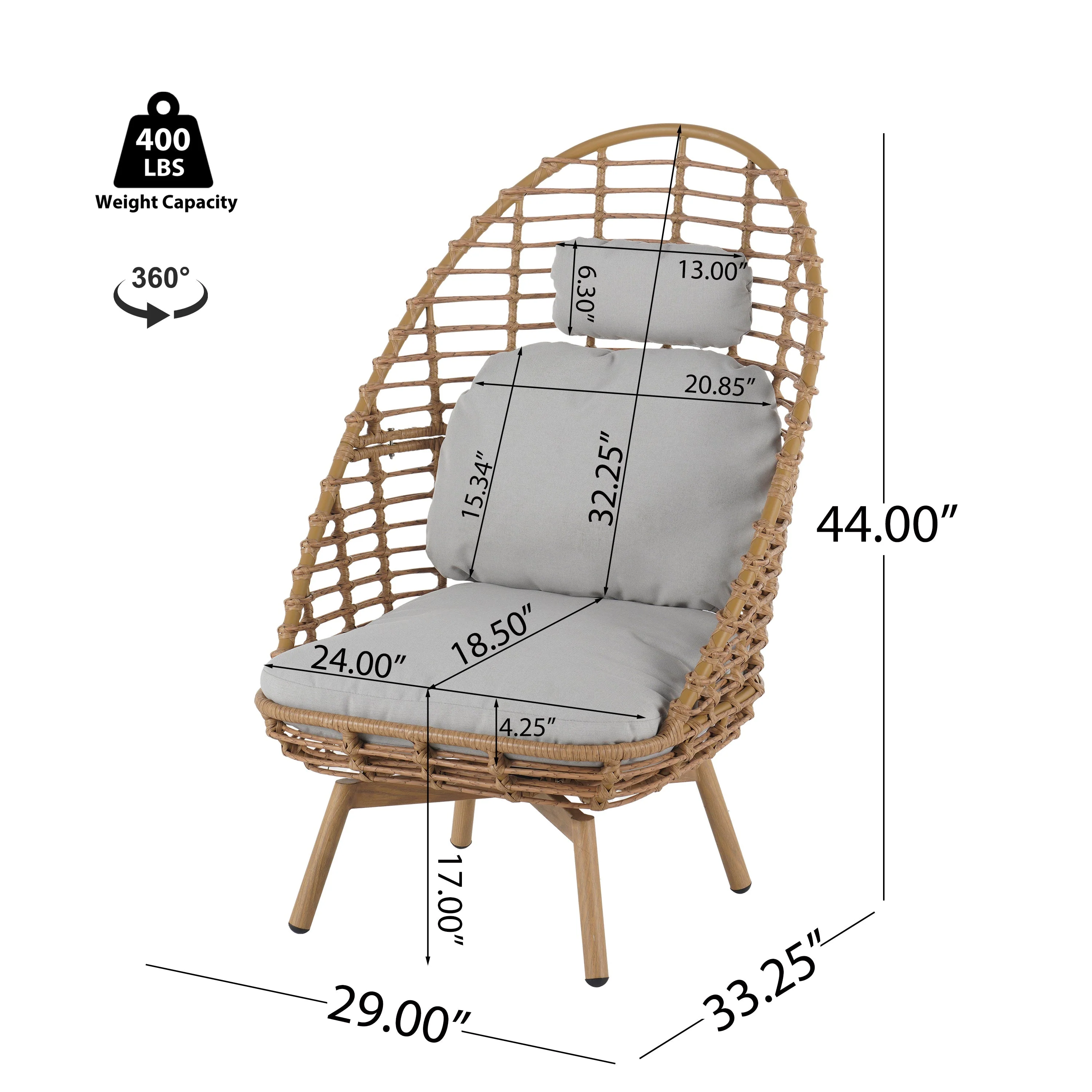Ellis Outdoor Wicker High-Back Swivel Lounge Chair - Image 8