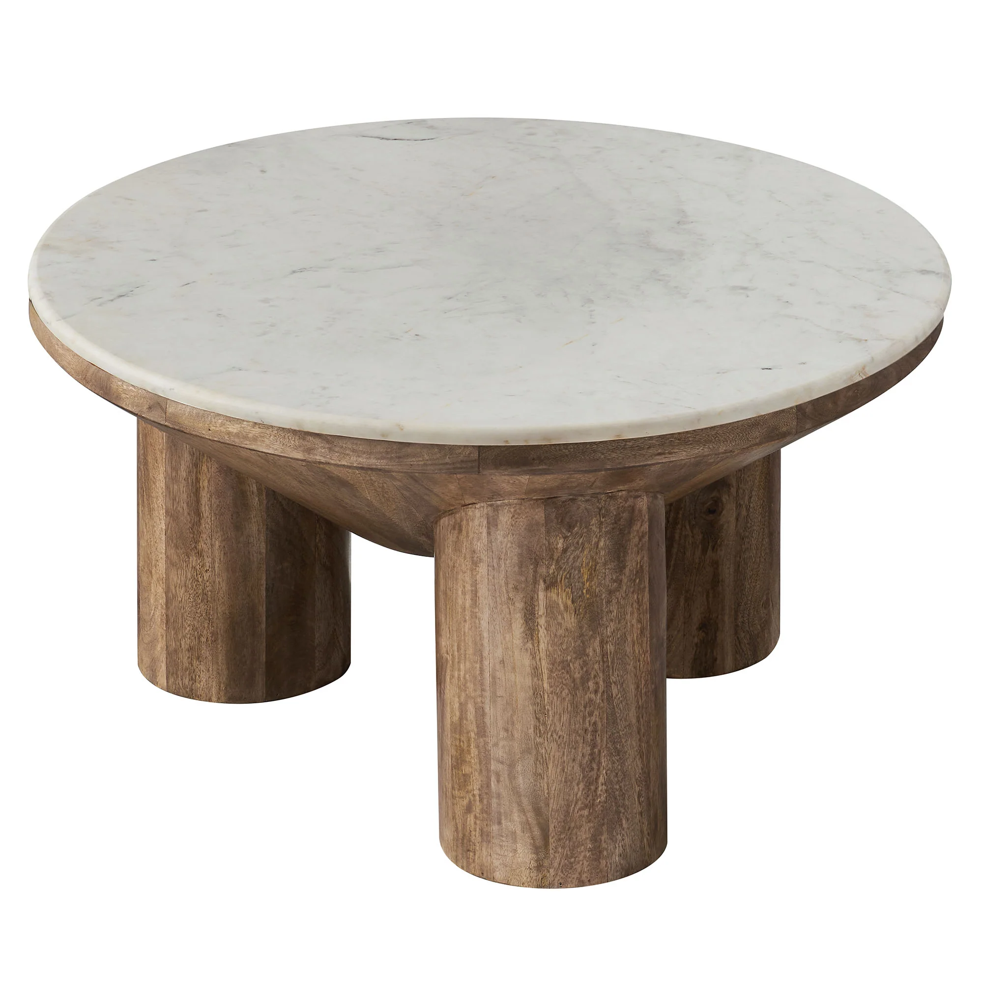 Ellison 33" Round Wood Coffee Table With Marble Top - Image 4
