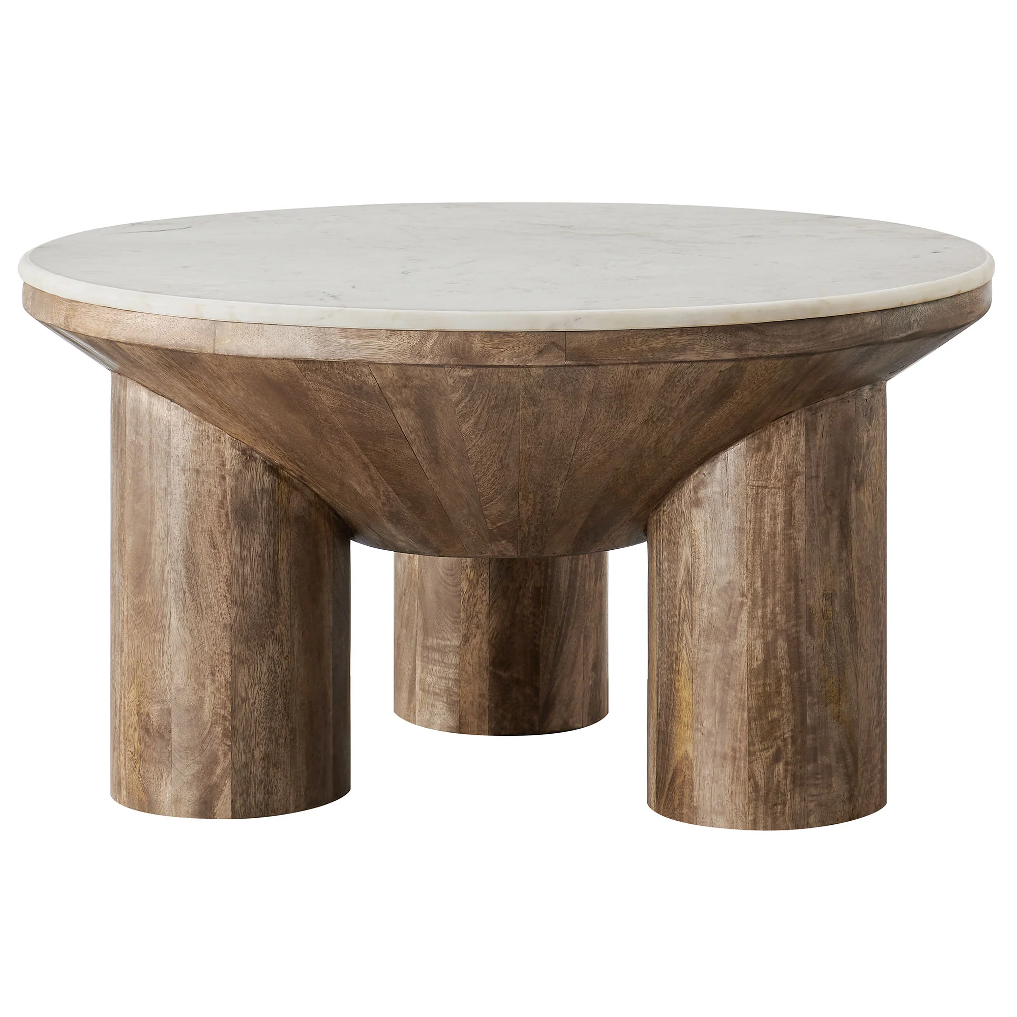 Ellison 33" Round Wood Coffee Table With Marble Top - Image 5