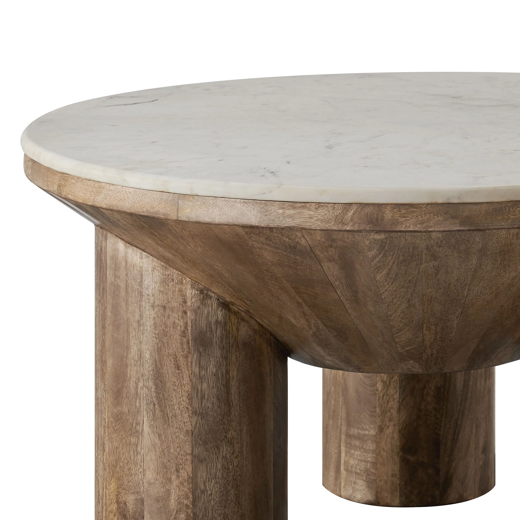 Ellison 33" Round Wood Coffee Table With Marble Top - Image 6
