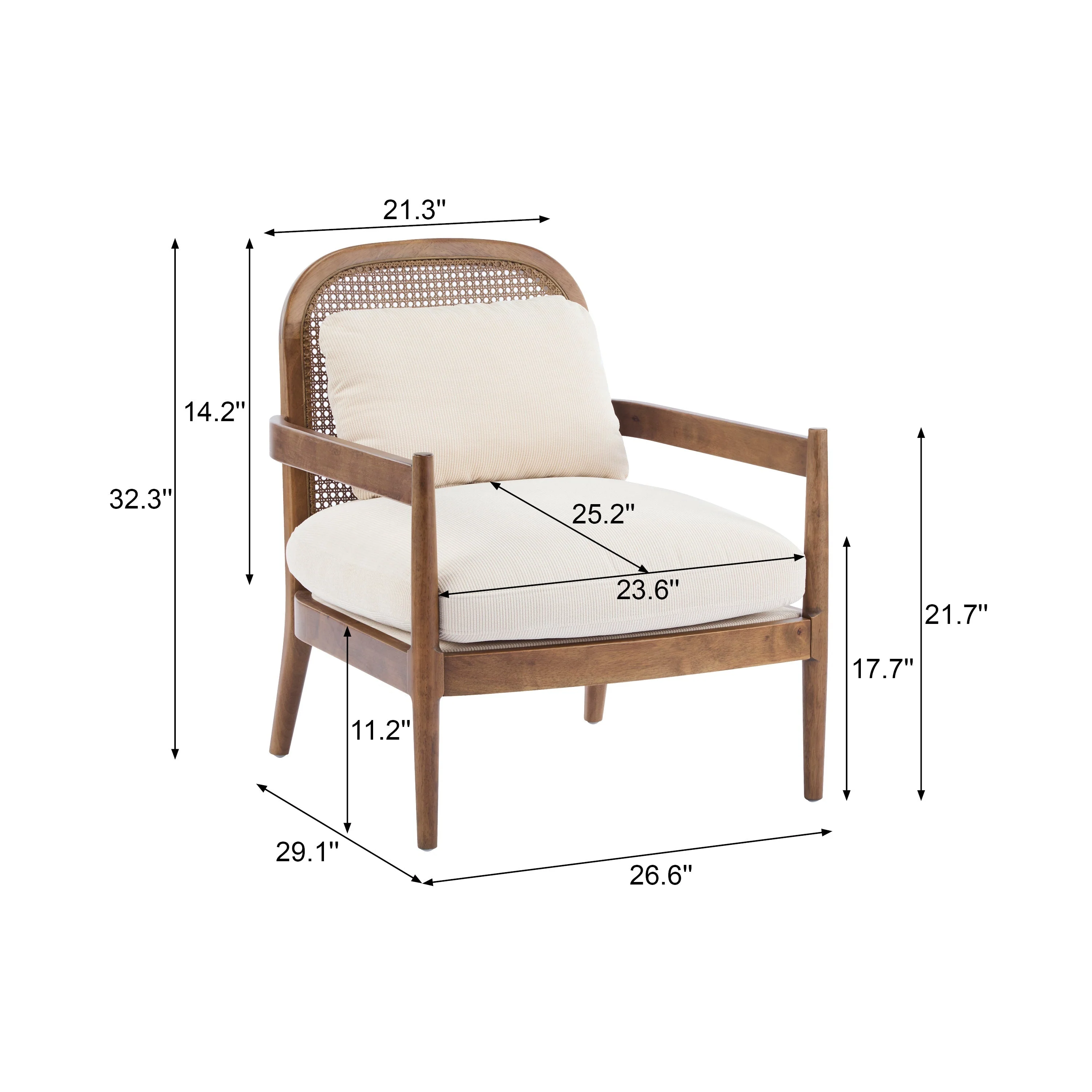 Elliston Rattan Backrest Solid Wood Accent Chair with Cushions - Set of 2 - Image 15