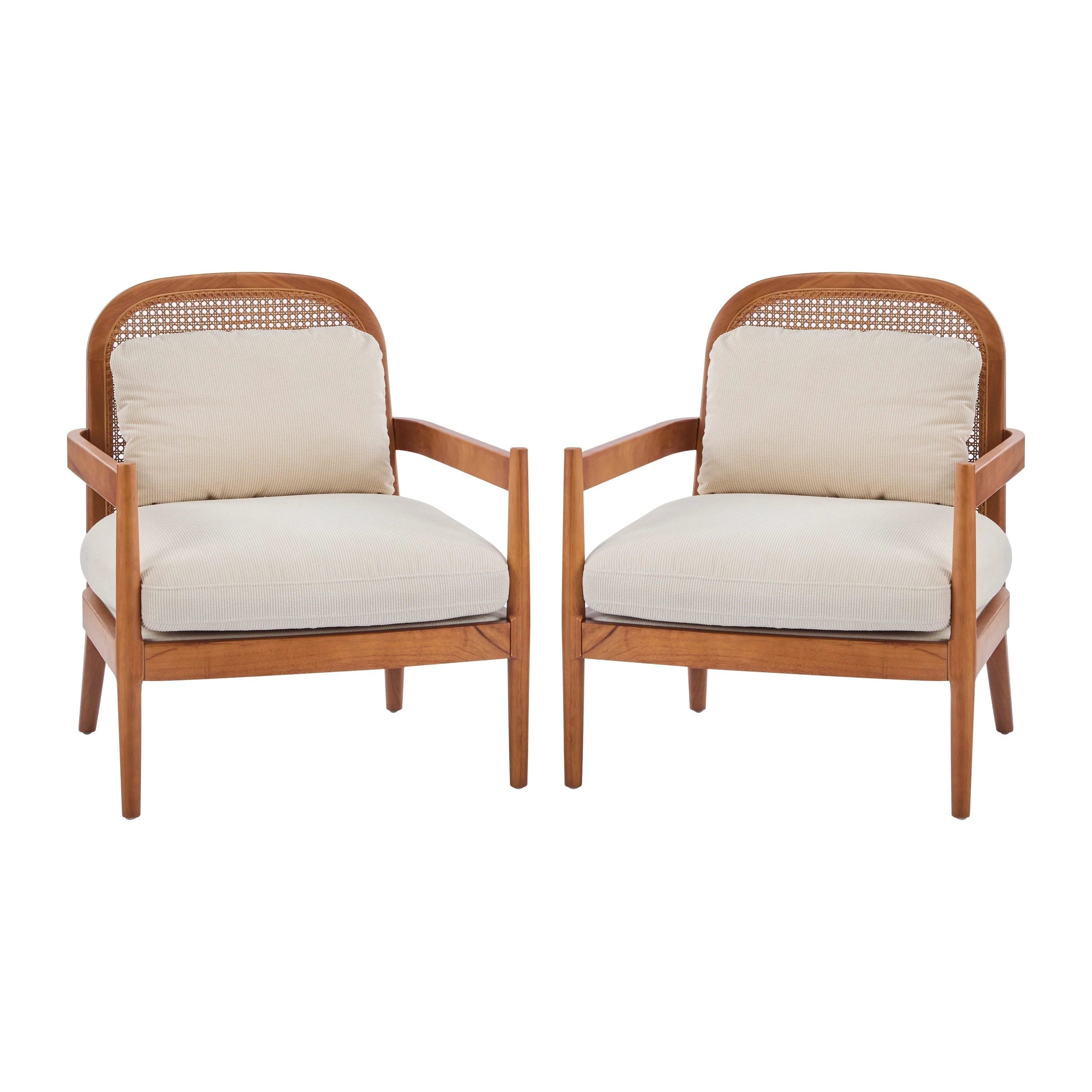 Elliston Rattan Backrest Solid Wood Accent Chair with Cushions - Set of 2 - Image 31