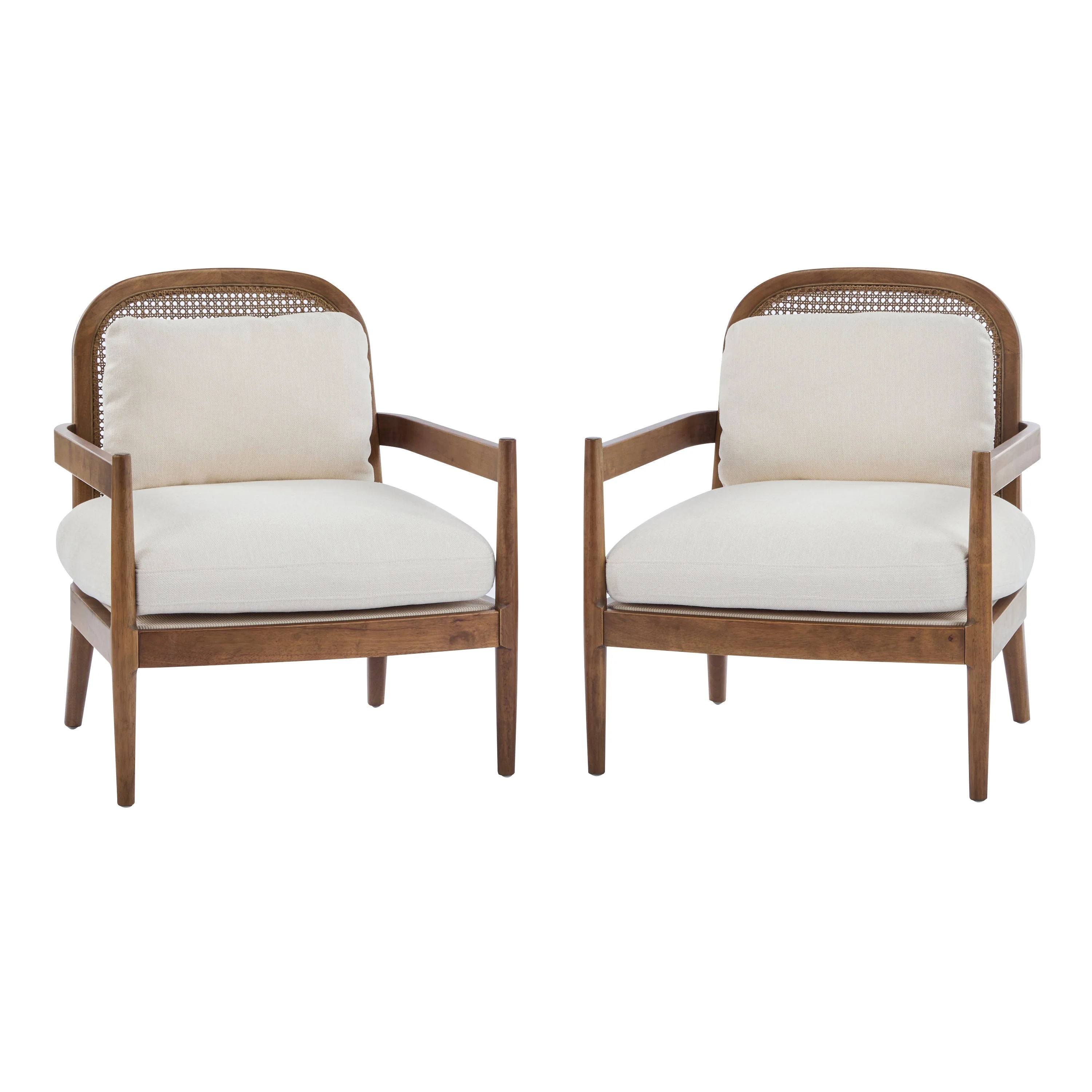 Elliston Rattan Backrest Solid Wood Accent Chair with Cushions - Set of 2 - Image 45
