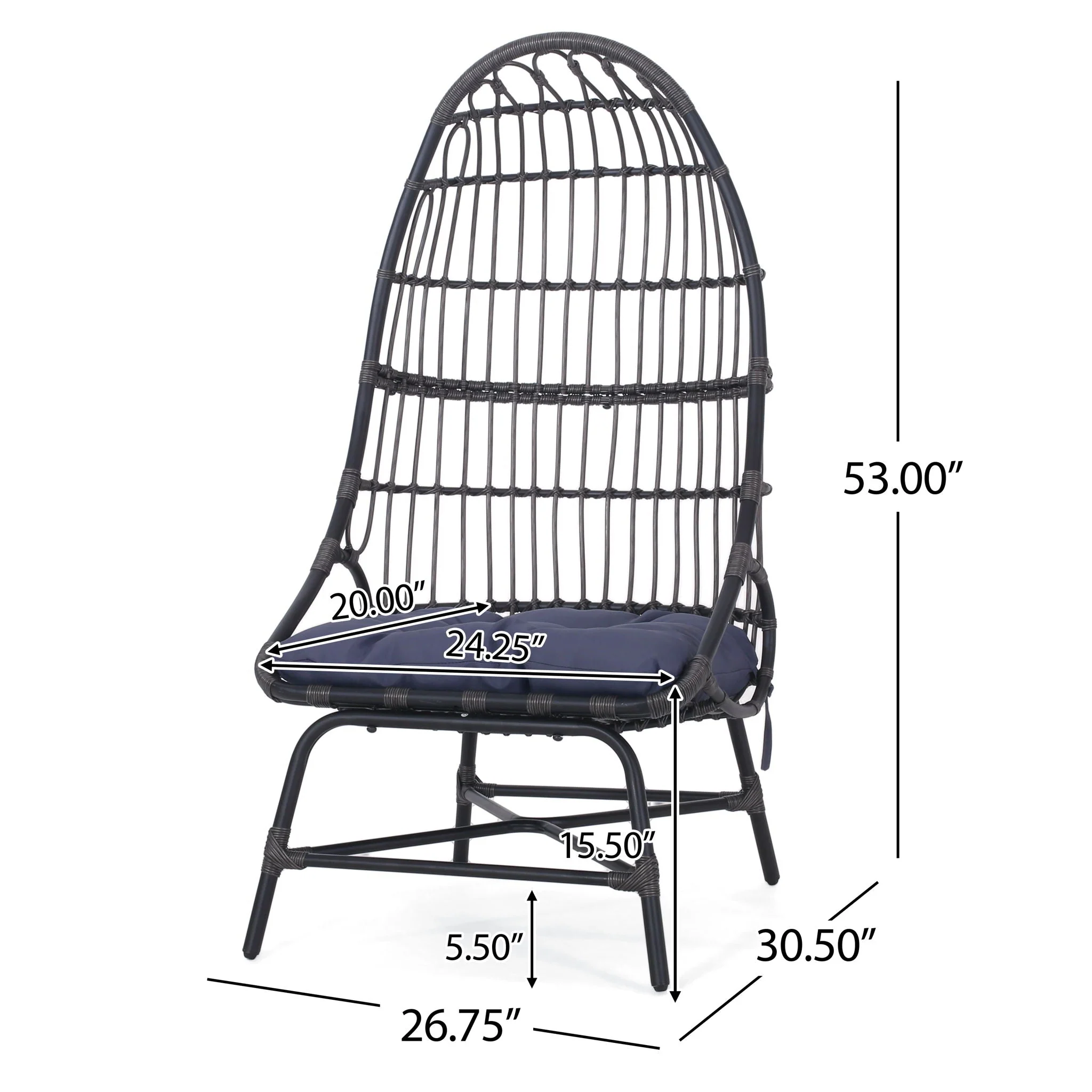 Elon - Cocoon Chair - Gray - Image 3
