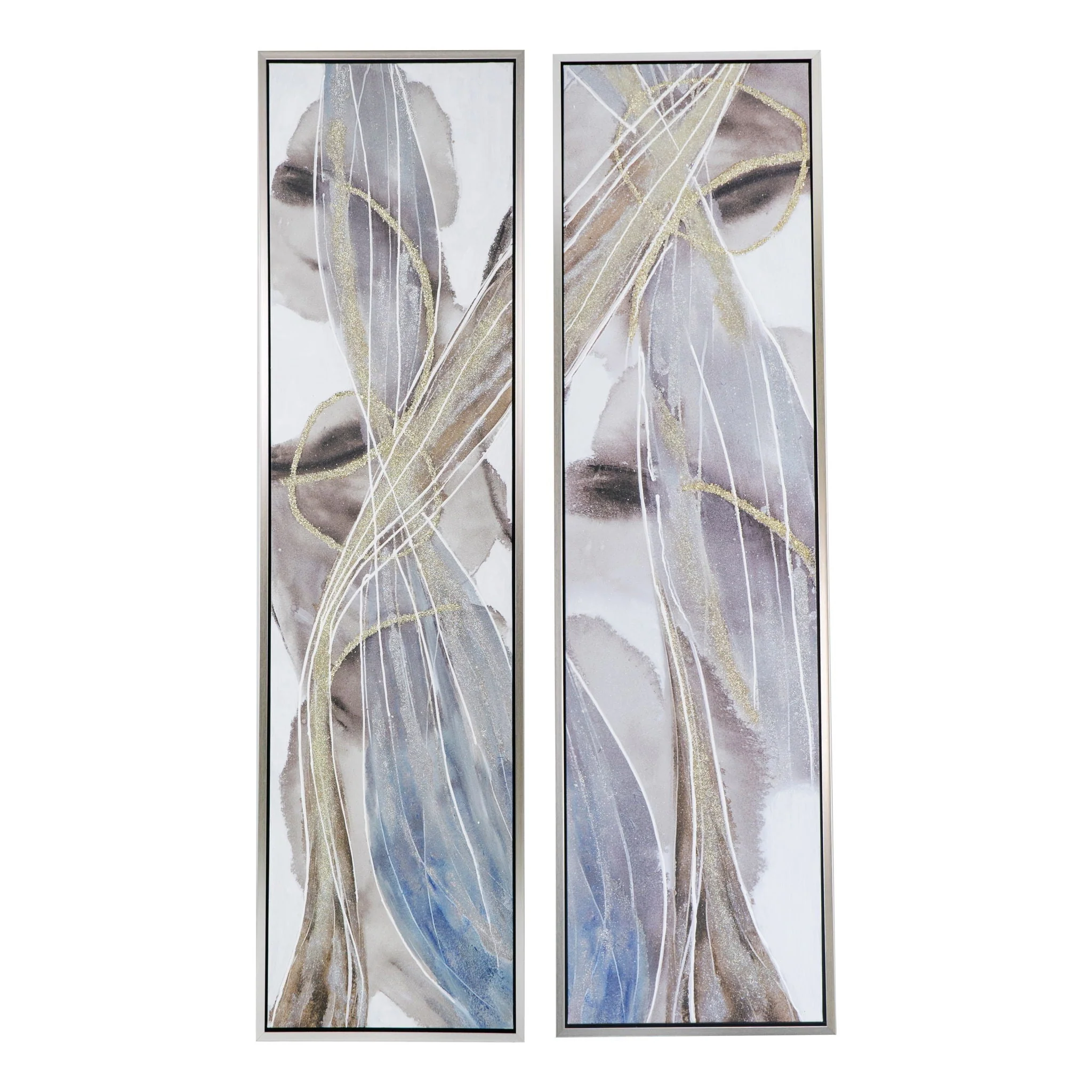 Elongated Modern Abstract Oil Paintings Wall Art Set of 2 - Image 5