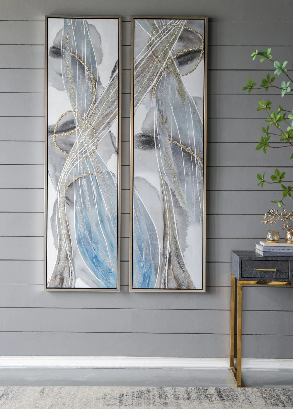 Elongated Modern Abstract Oil Paintings Wall Art Set of 2 - Image 8