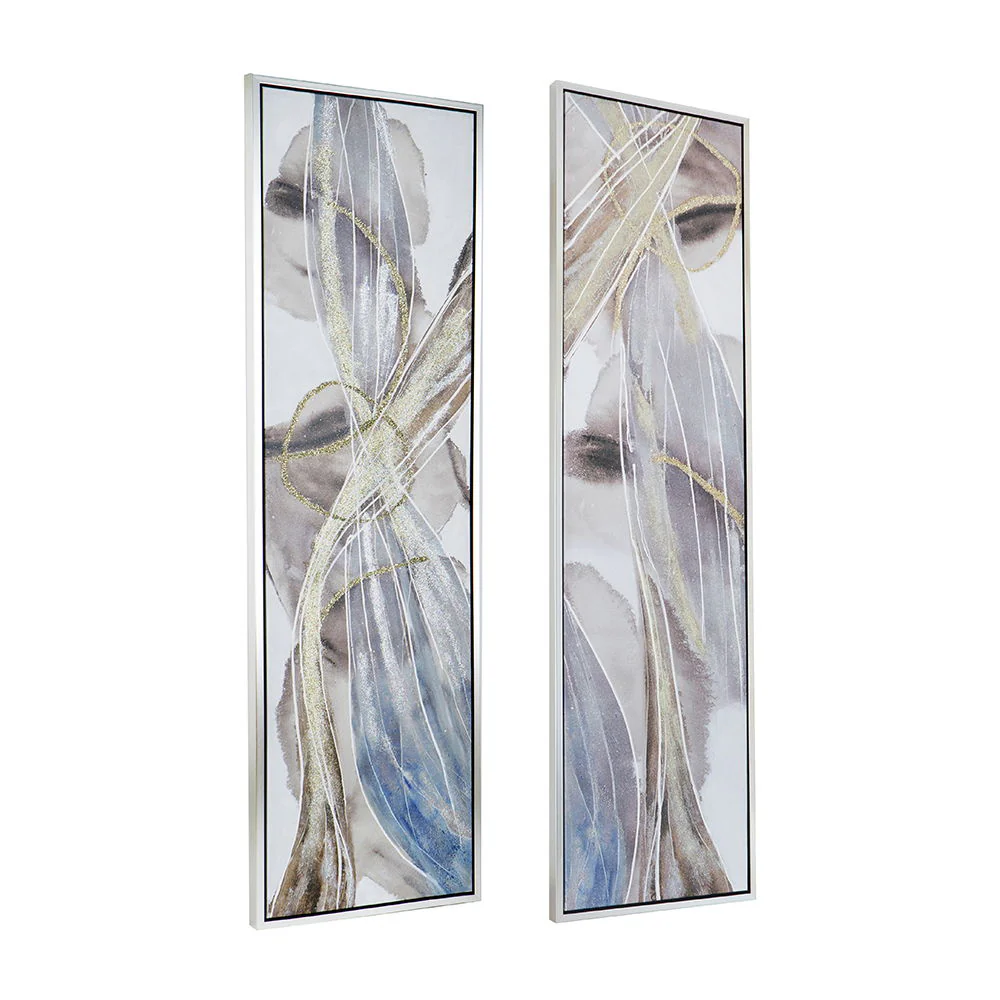 Elongated Modern Abstract Oil Paintings Wall Art Set of 2 - Image 9