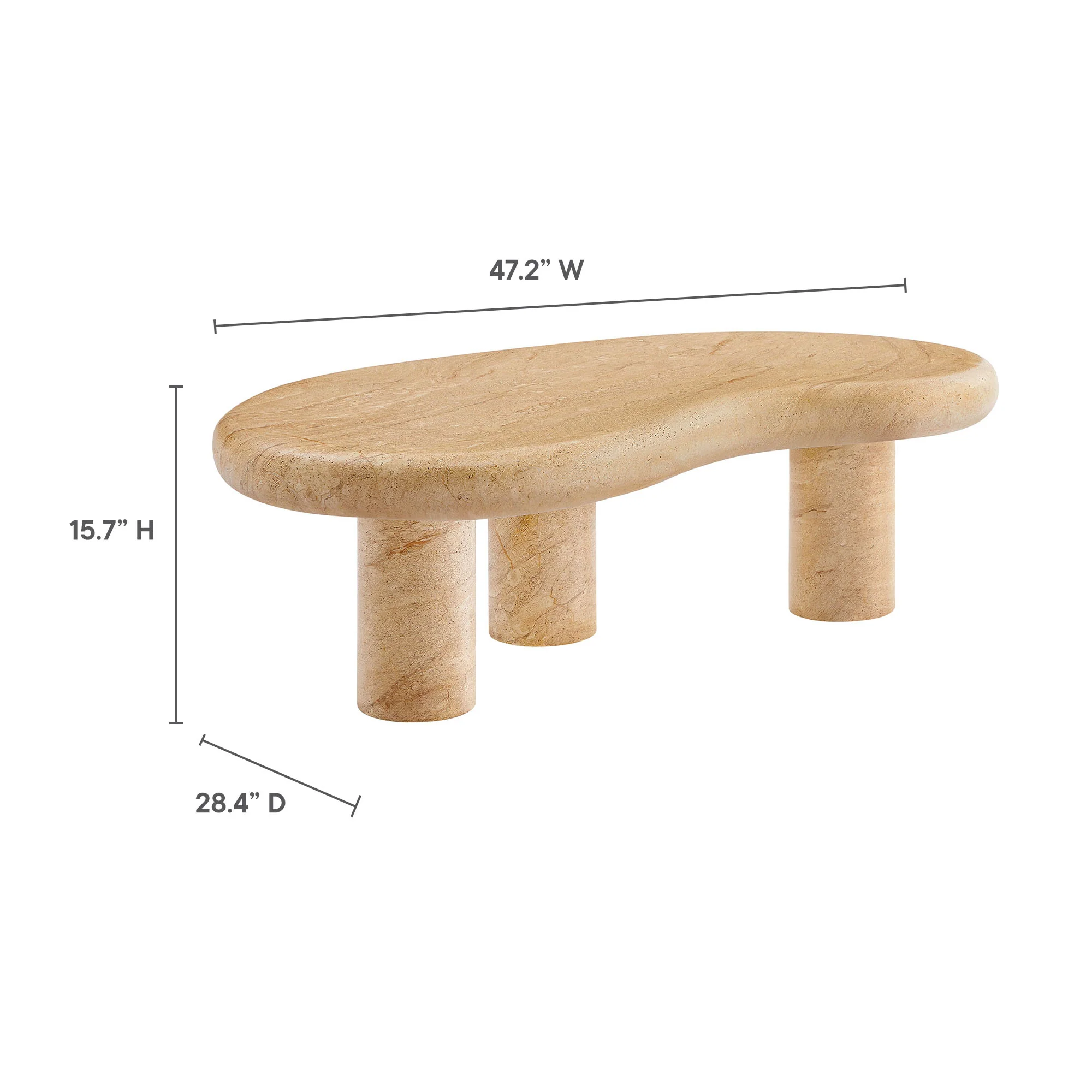 Elowen Indoor Outdoor Patio Textured Faux Travertine Coffee Table - Image 2