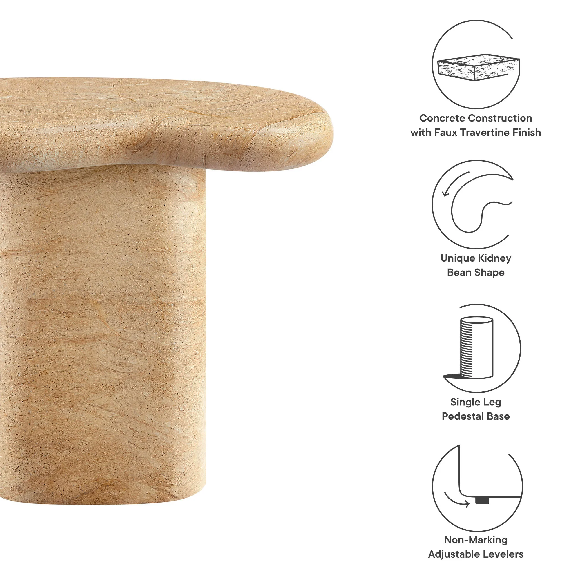 Elowen Indoor Outdoor Patio Textured Faux Travertine Side Table - Image 3