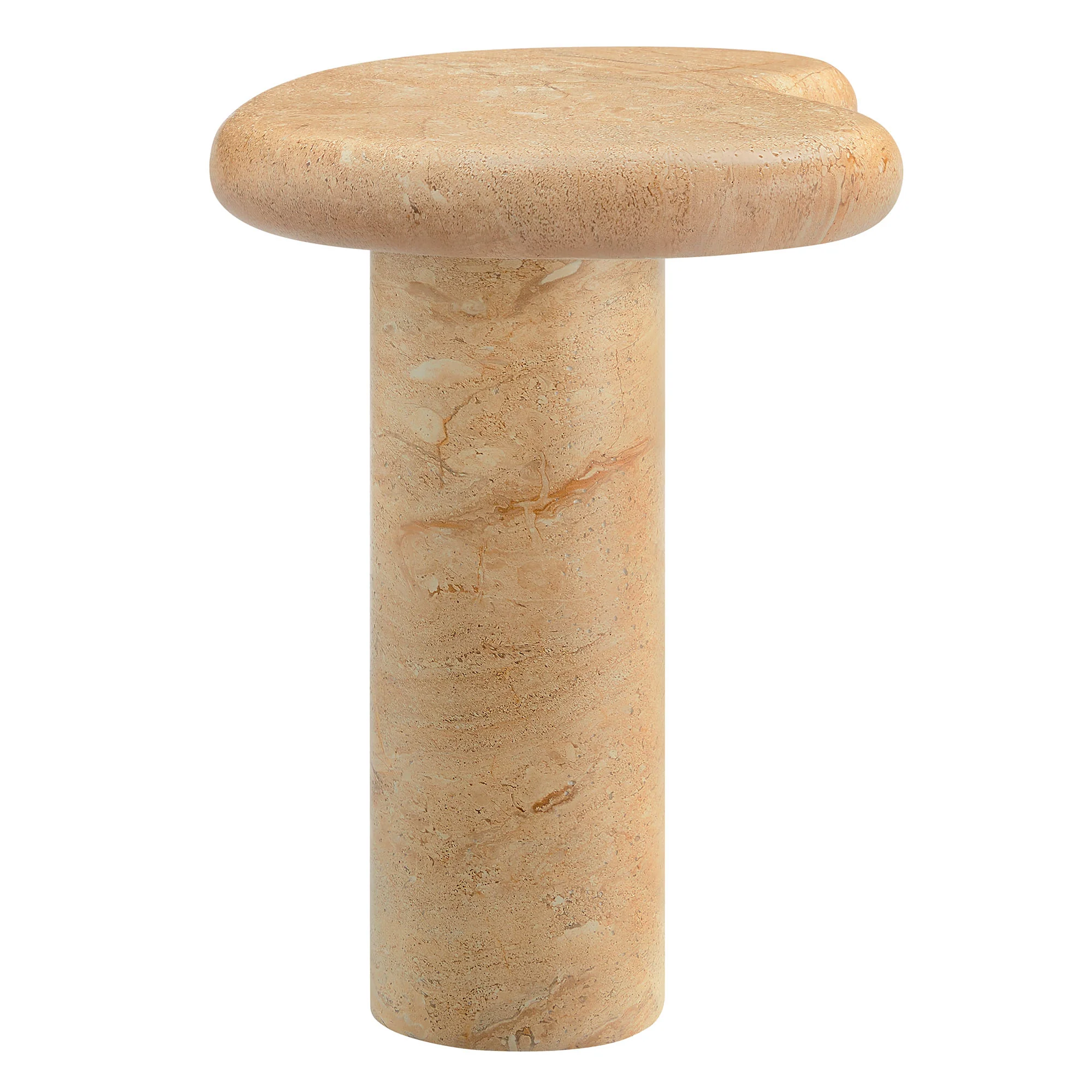 Elowen Indoor Outdoor Patio Textured Faux Travertine Side Table - Image 5