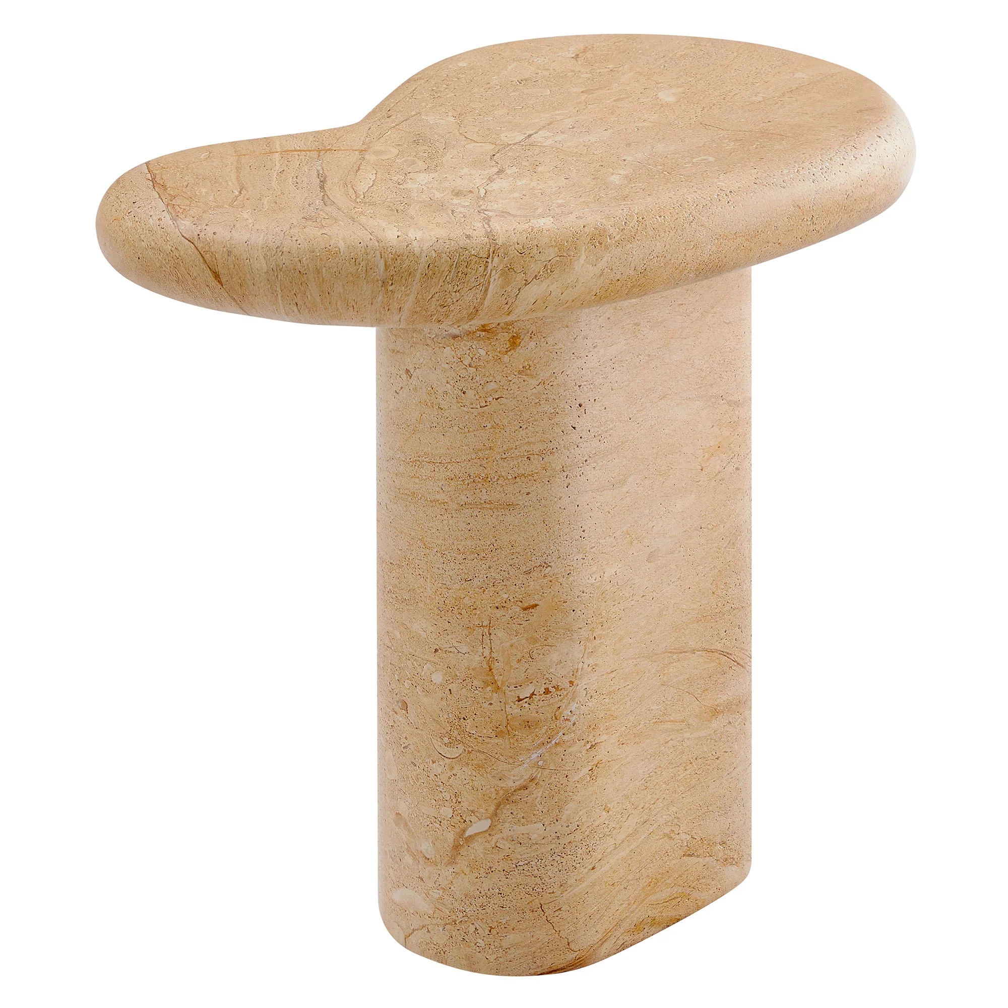 Elowen Indoor Outdoor Patio Textured Faux Travertine Side Table - Image 6