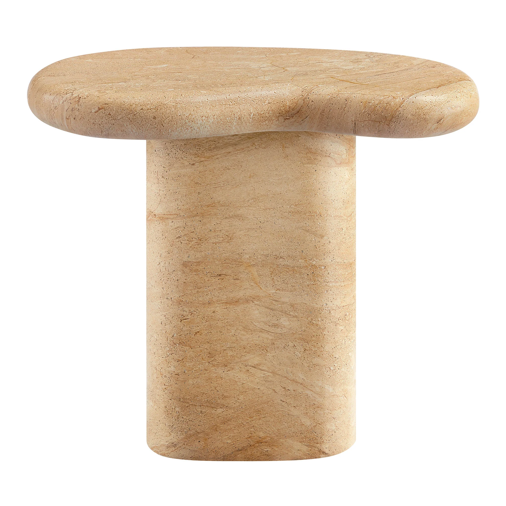 Elowen Indoor Outdoor Patio Textured Faux Travertine Side Table - Image 7