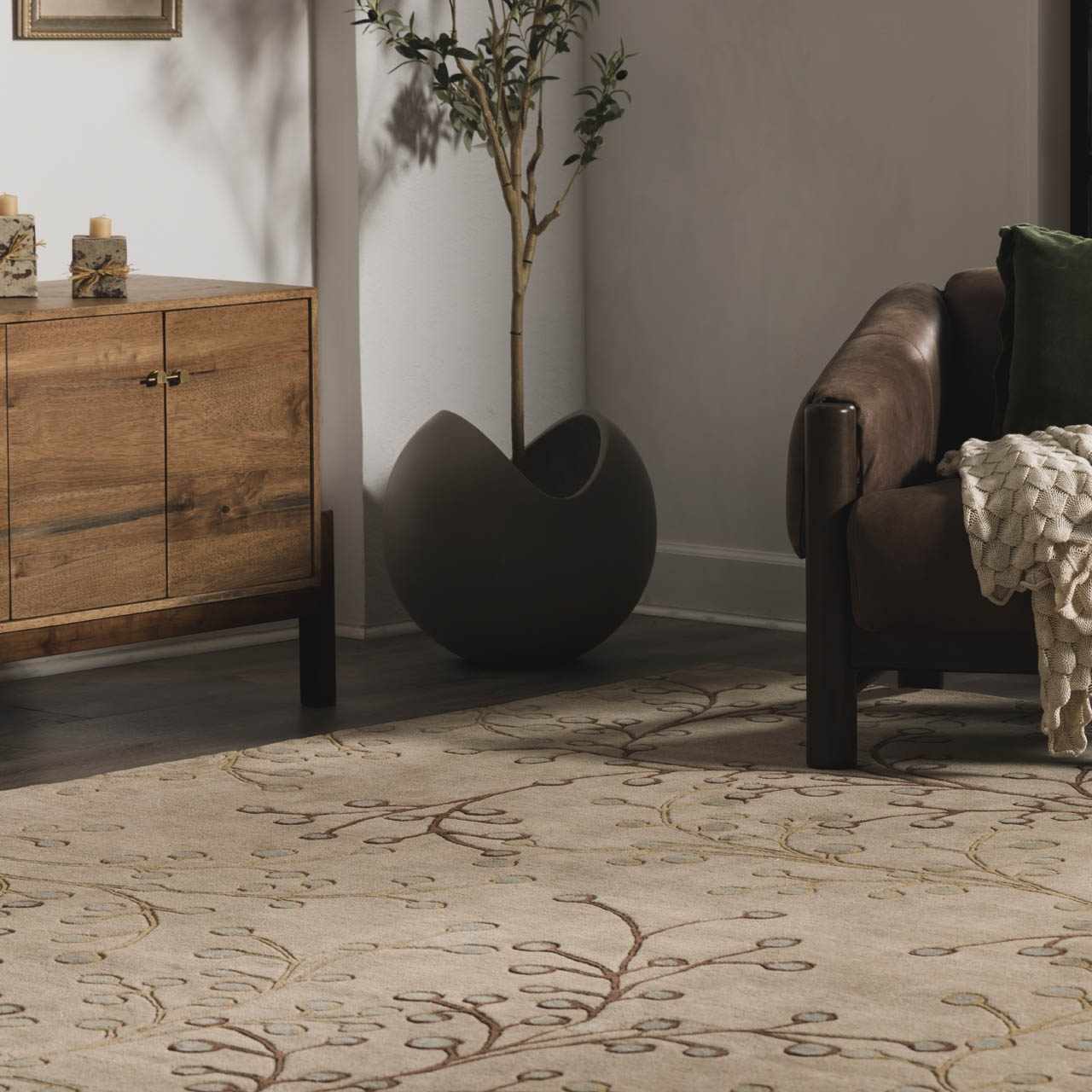 Elsu Beige&Gray Wool Rug - Image 2