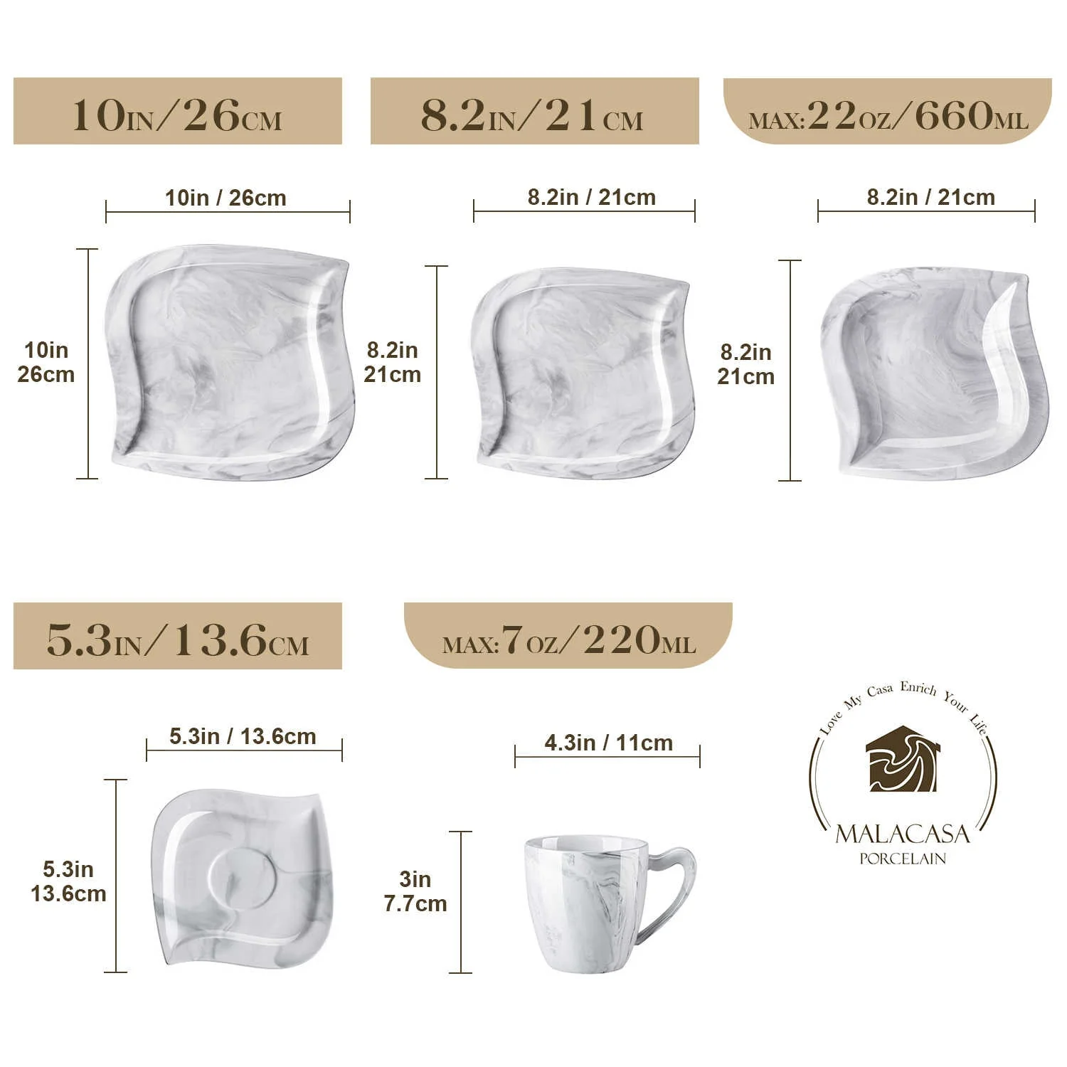 Elvira Marble Grey 30 Piece Dinnerware Set - Image 7