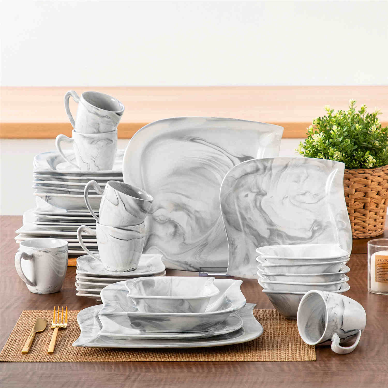 Elvira Marble Grey 36 Piece Dinnerware Set - Image 12