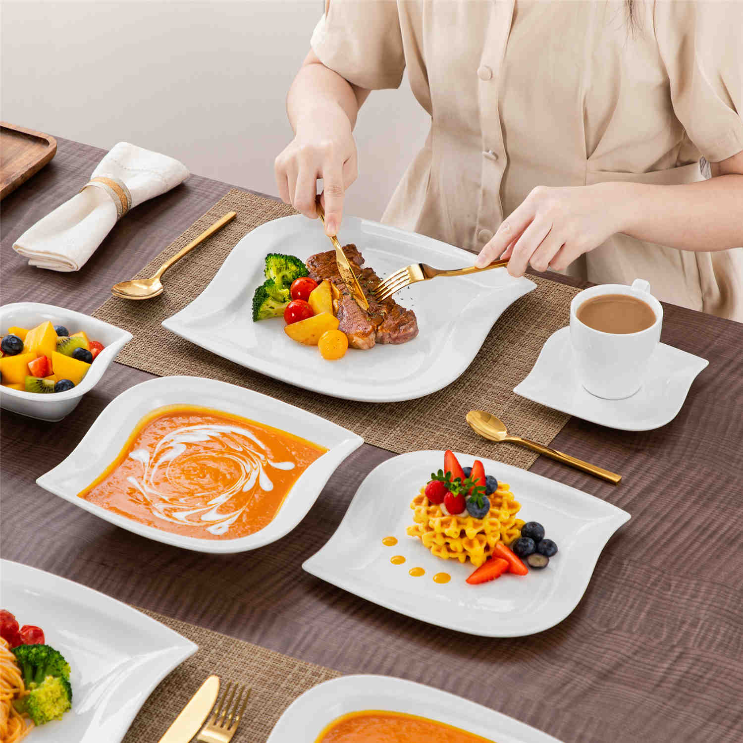Elvira Marble Grey 36 Piece Dinnerware Set - Image 19