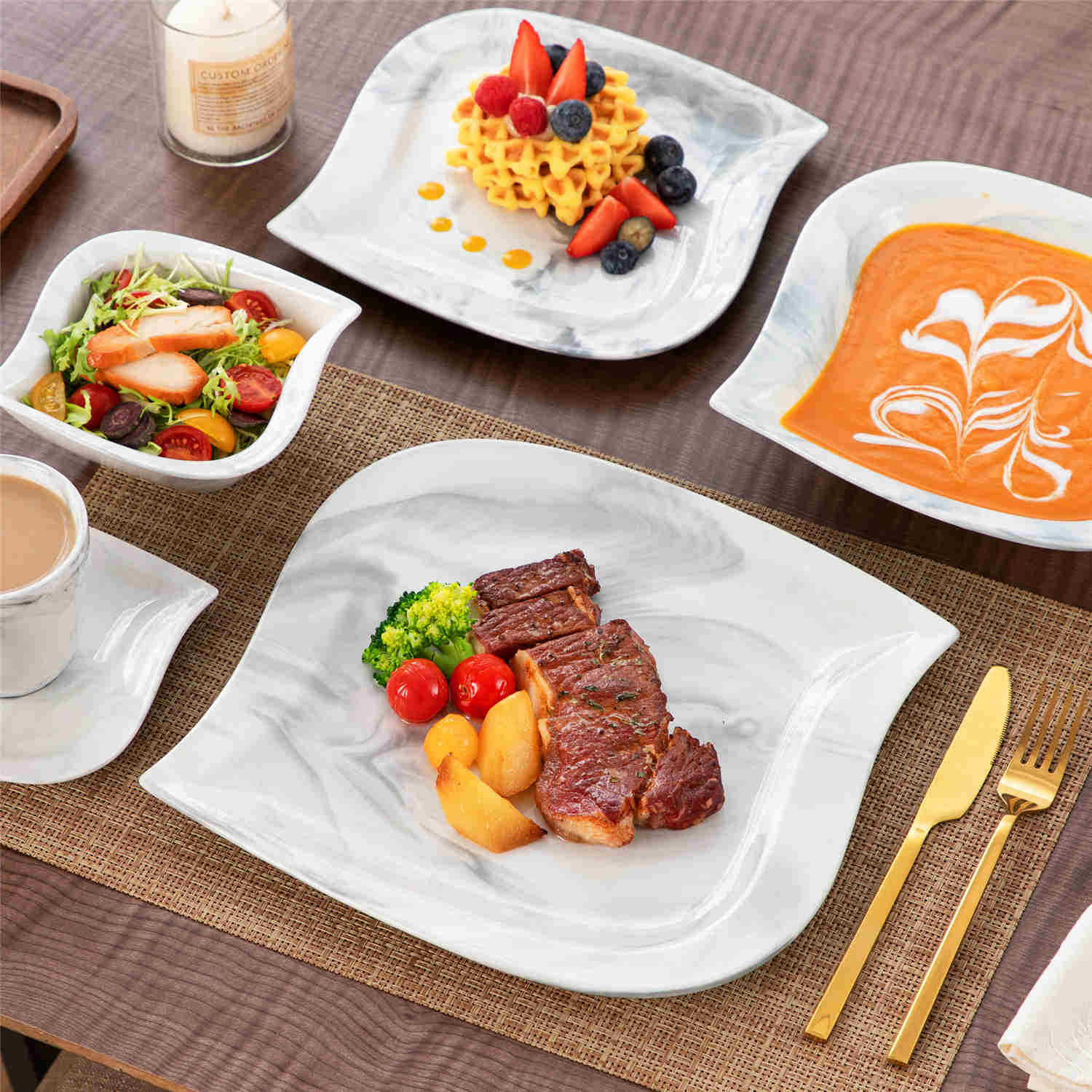Elvira Marble Grey 36 Piece Dinnerware Set - Image 2