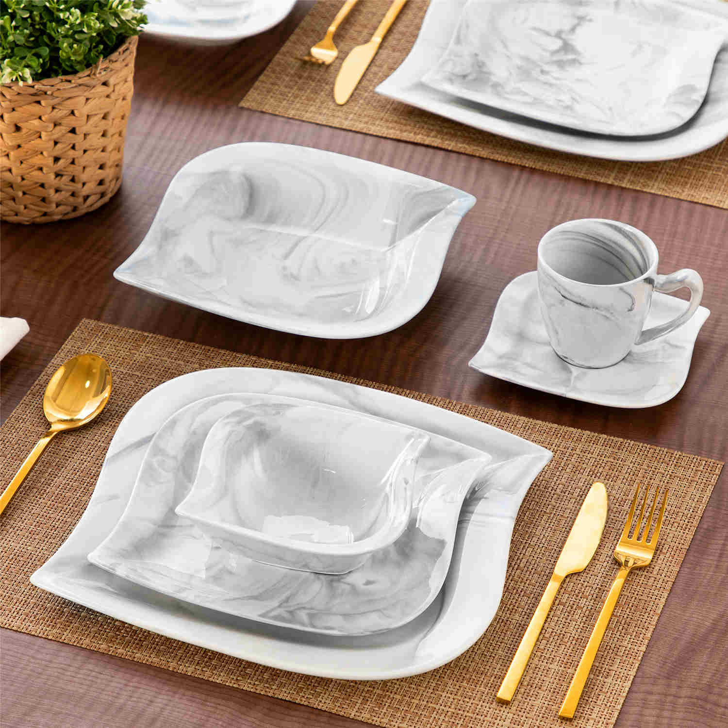 Elvira Marble Grey 36 Piece Dinnerware Set - Image 5