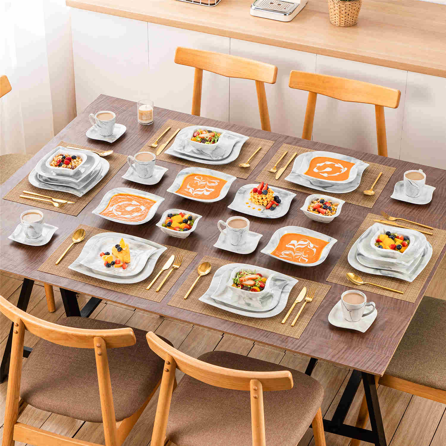 Elvira Marble Grey 36 Piece Dinnerware Set - Image 6