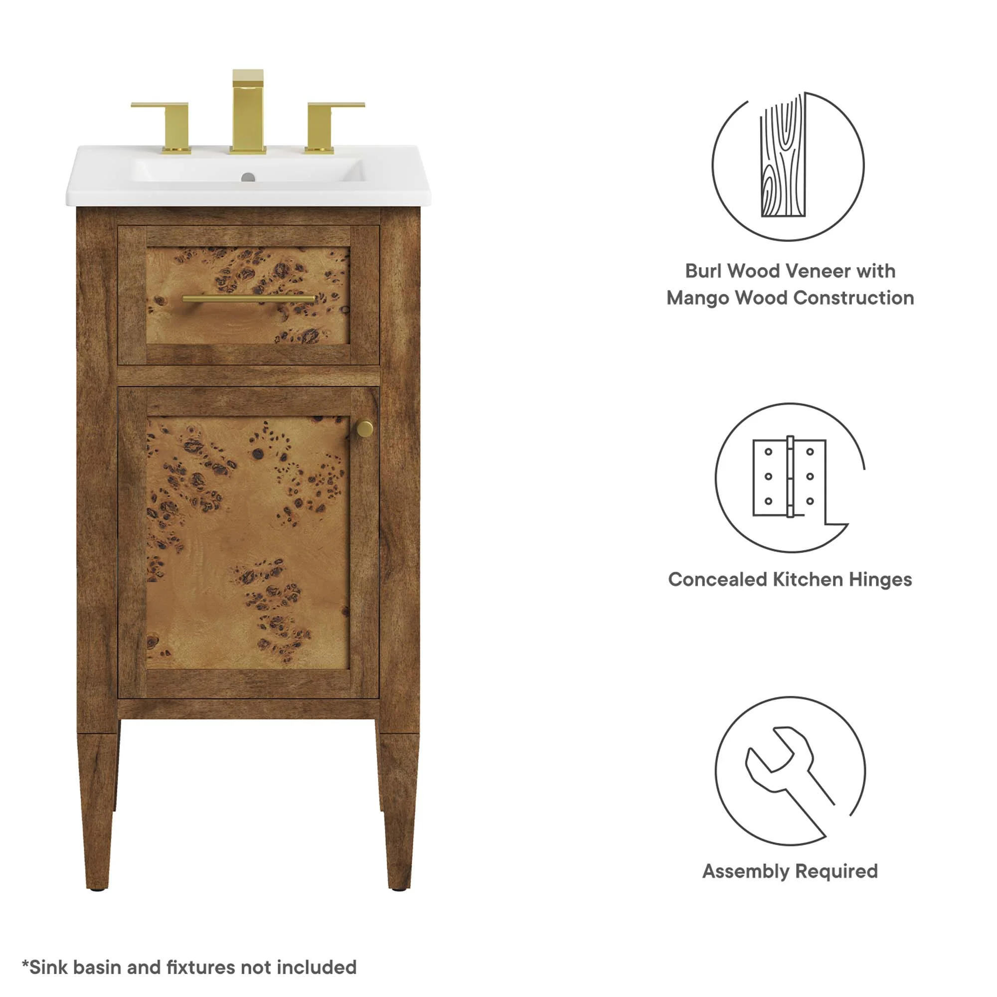 Elysian 18" Wood Bathroom Vanity Cabinet (Sink Basin Not Included) - Image 3
